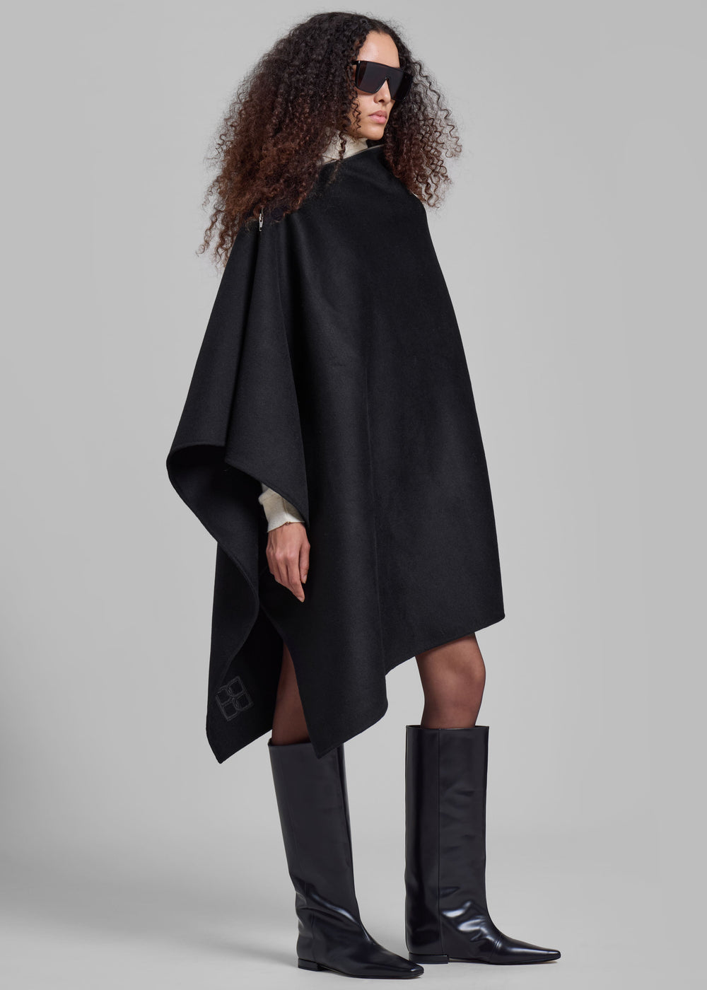 Bevza Zipper Cape - Black