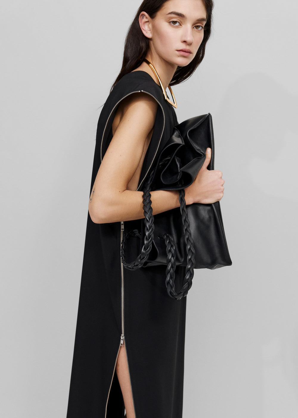 Bevza Zipper Dress - Black