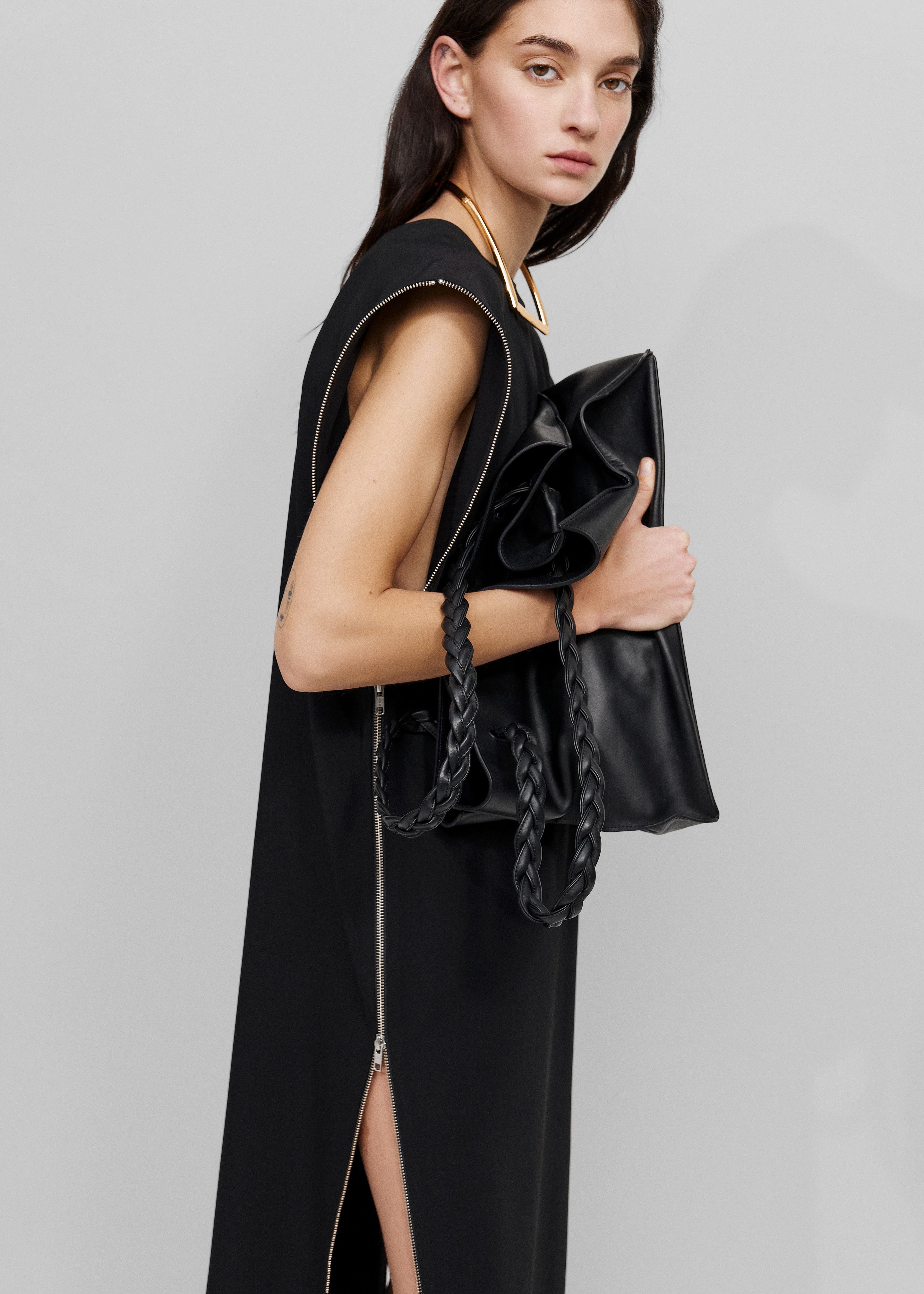 Bevza Zipper Dress - Black - 1