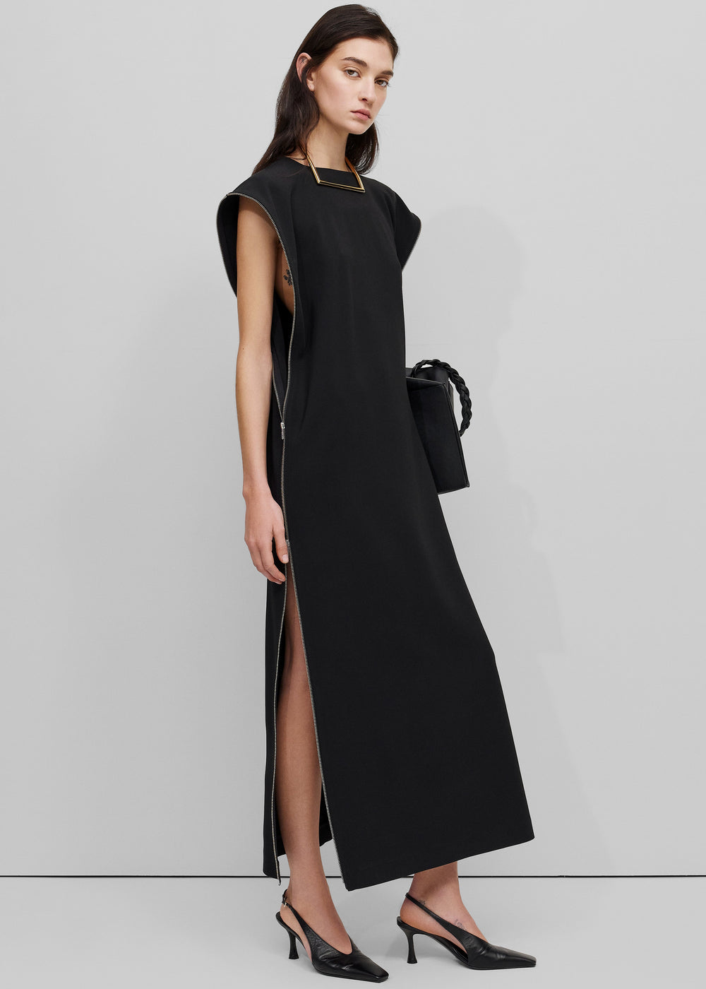 Bevza Zipper Dress - Black - 1