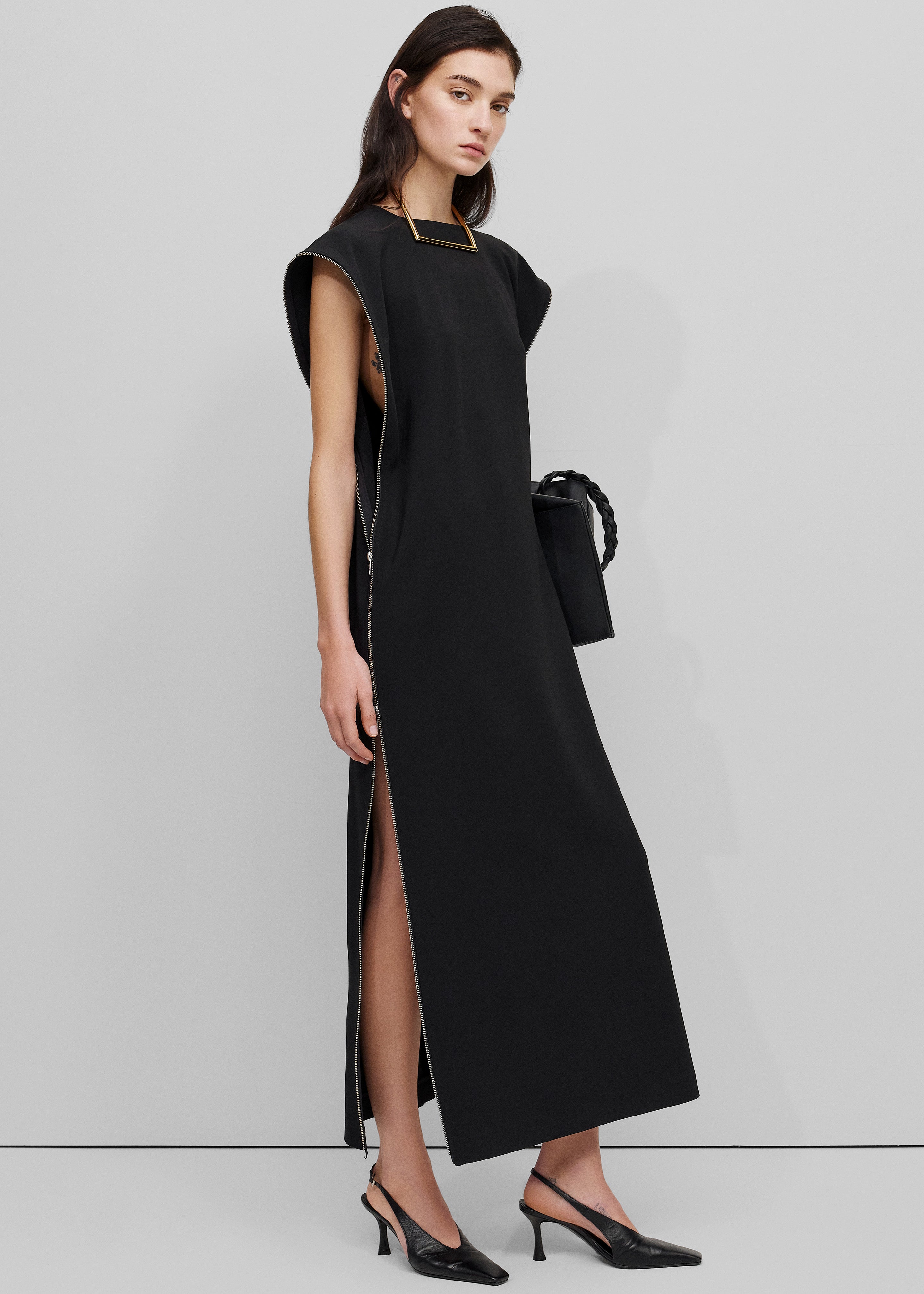 Bevza Zipper Dress - Black - 2