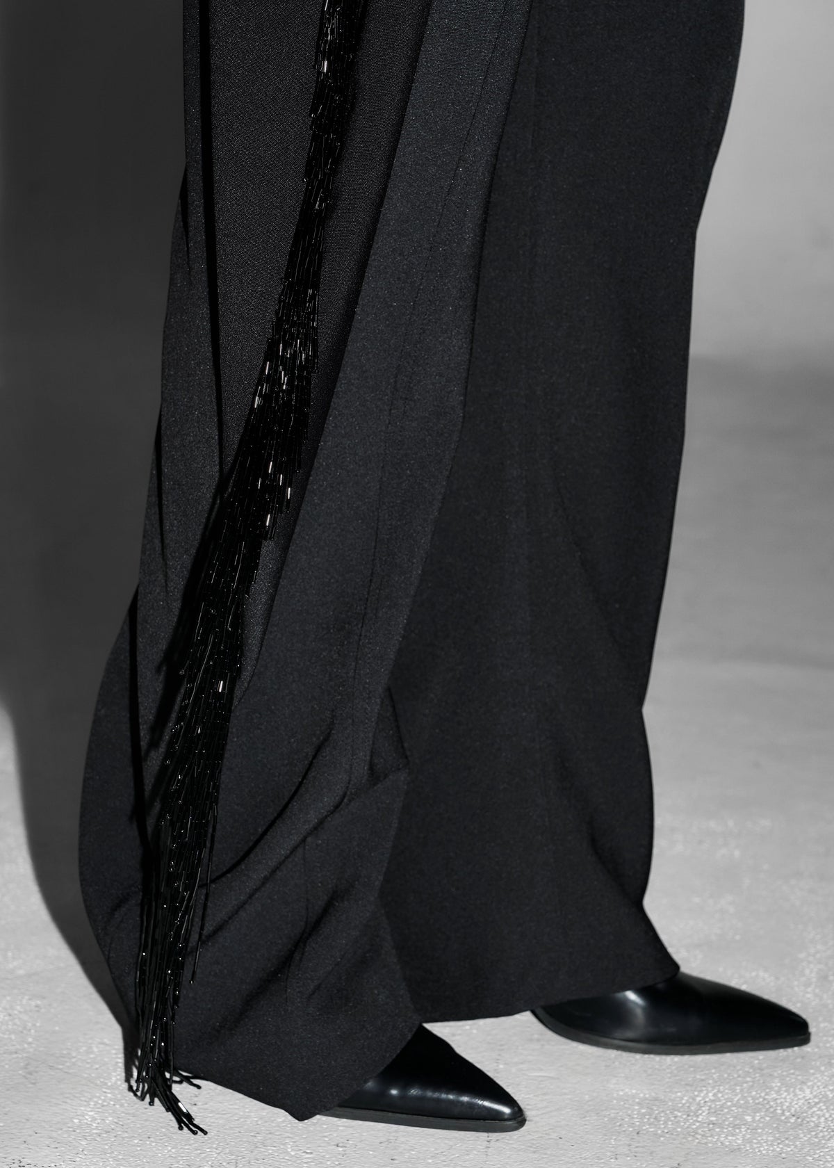 Bianca Fringed Barrel Leg Pants - Black - 4