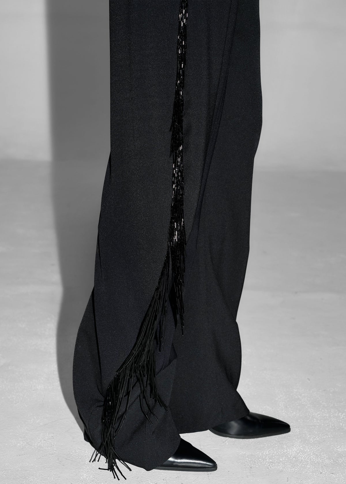 Bianca Fringed Barrel Leg Pants - Black - 8