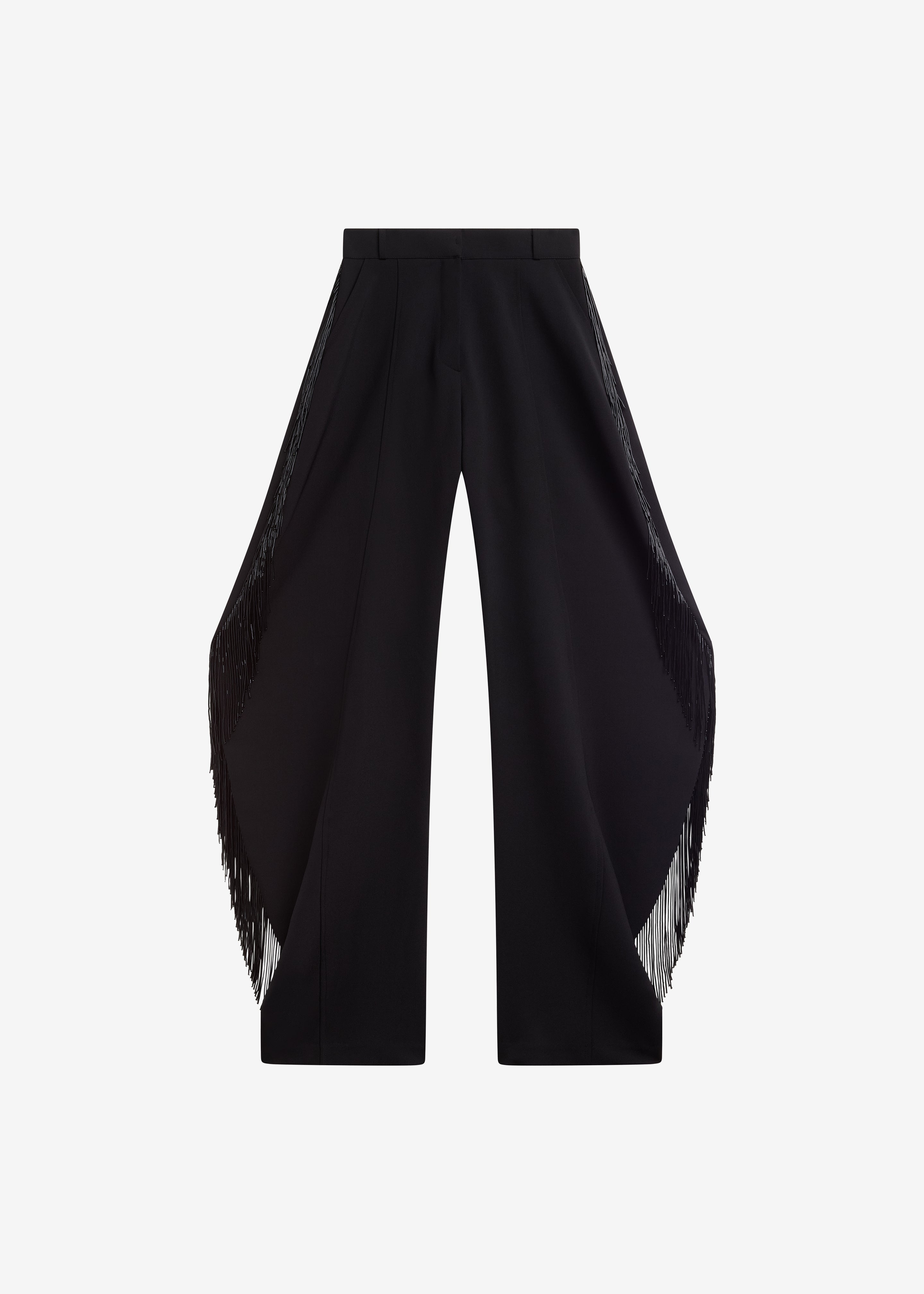 Bianca Fringed Barrel Leg Pants - Black - 9