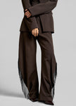 Bianca Fringed Barrel Leg Pants - Brown