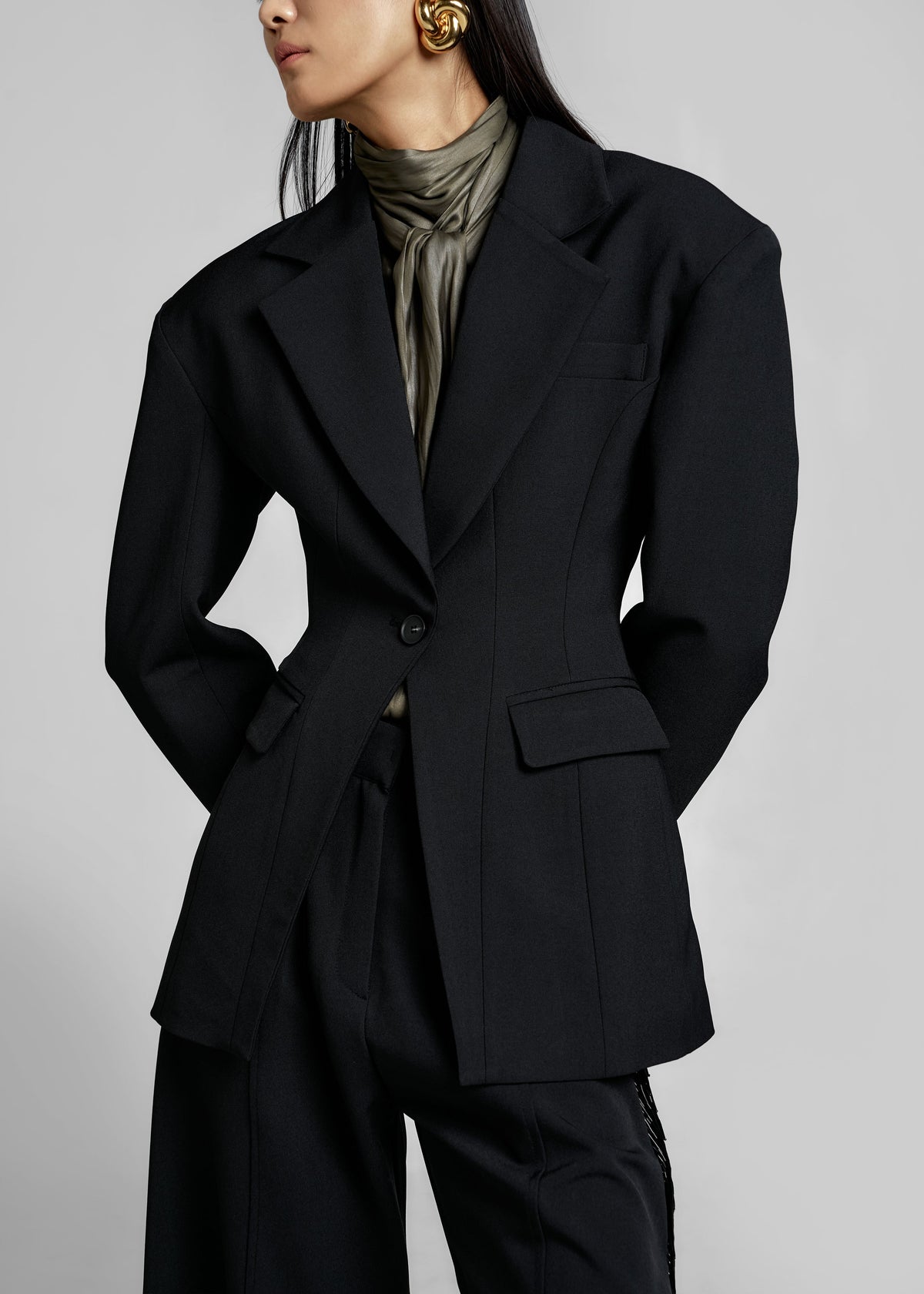 Bianca Hourglass Blazer - Black - 4