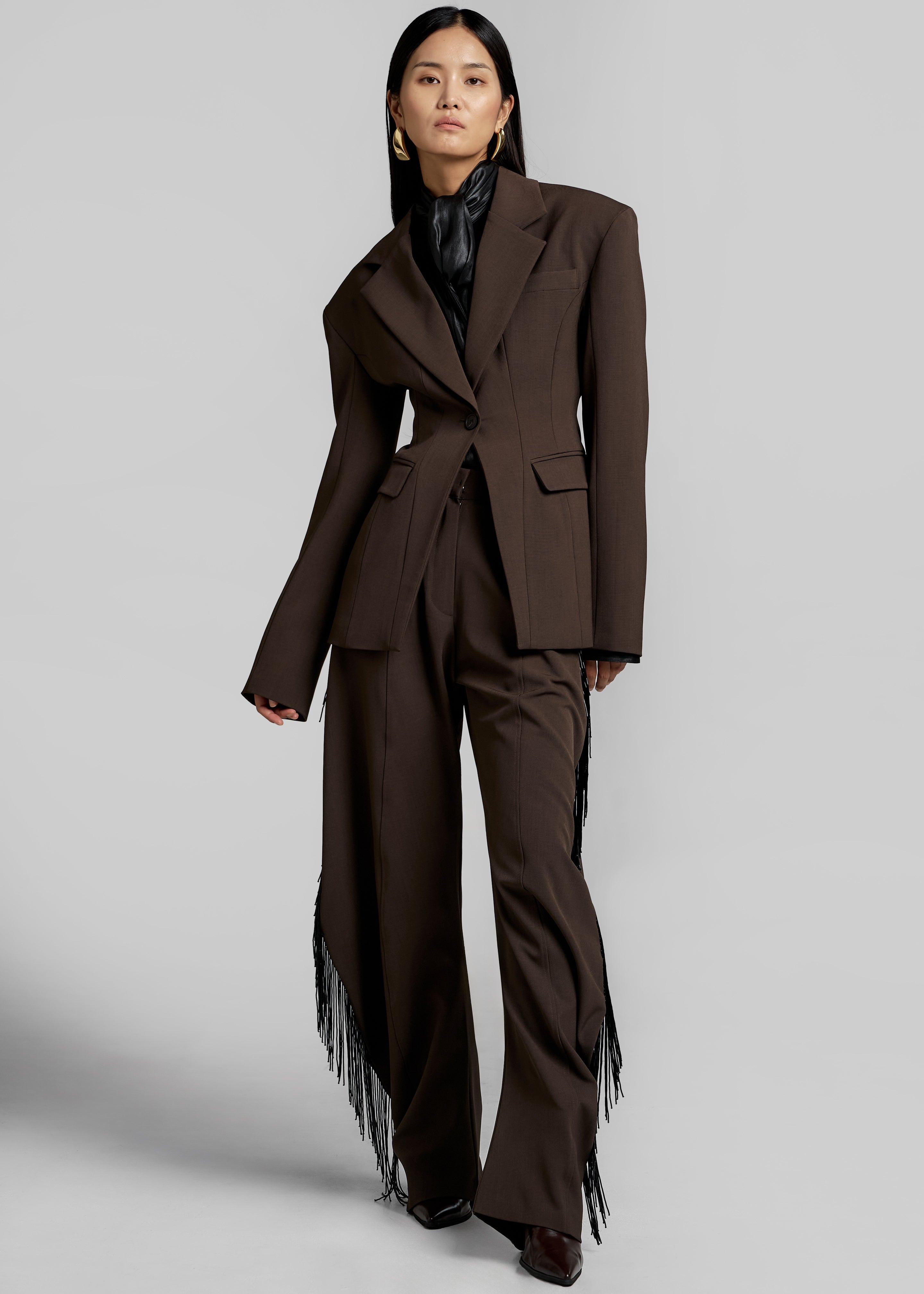 Bianca Hourglass Blazer - Brown - 3