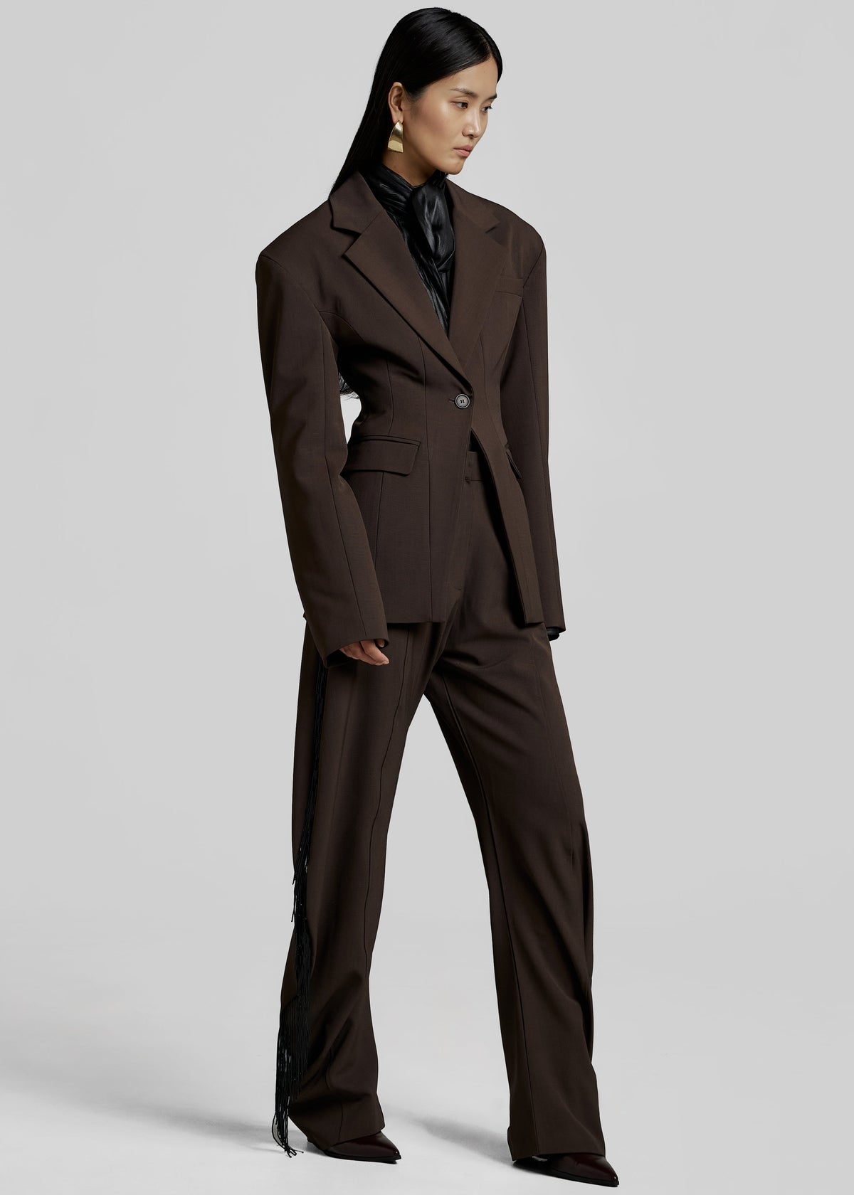 Bianca Hourglass Blazer - Brown - 4