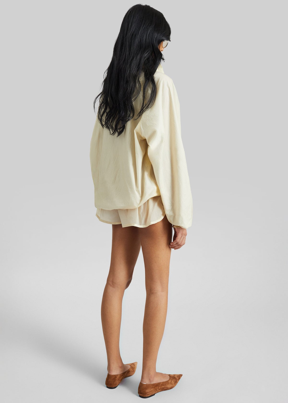 Bicos Sheer Mini Track Shorts - Pale Yellow - 9