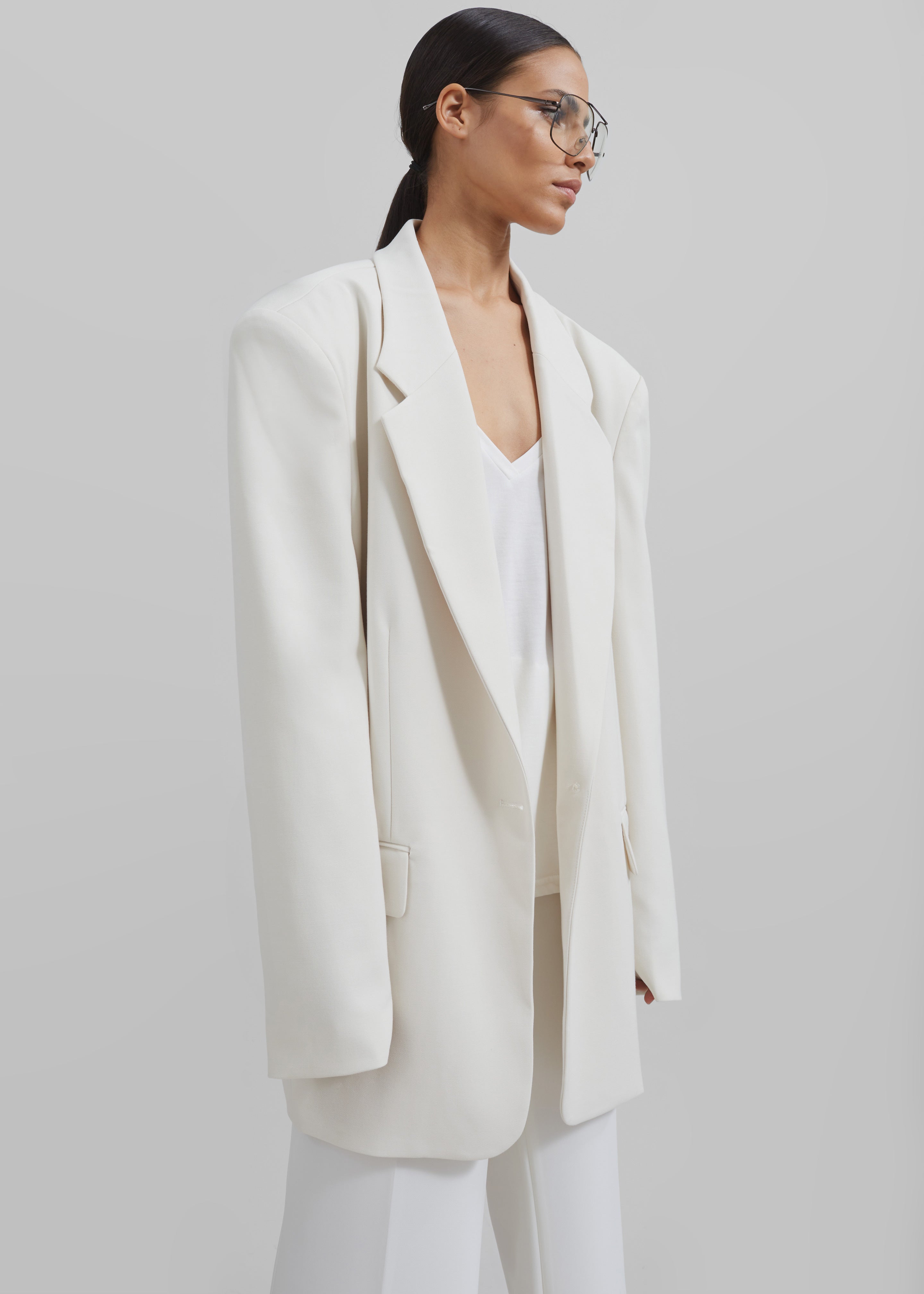 Billie Oversized Blazer - Cream - 5