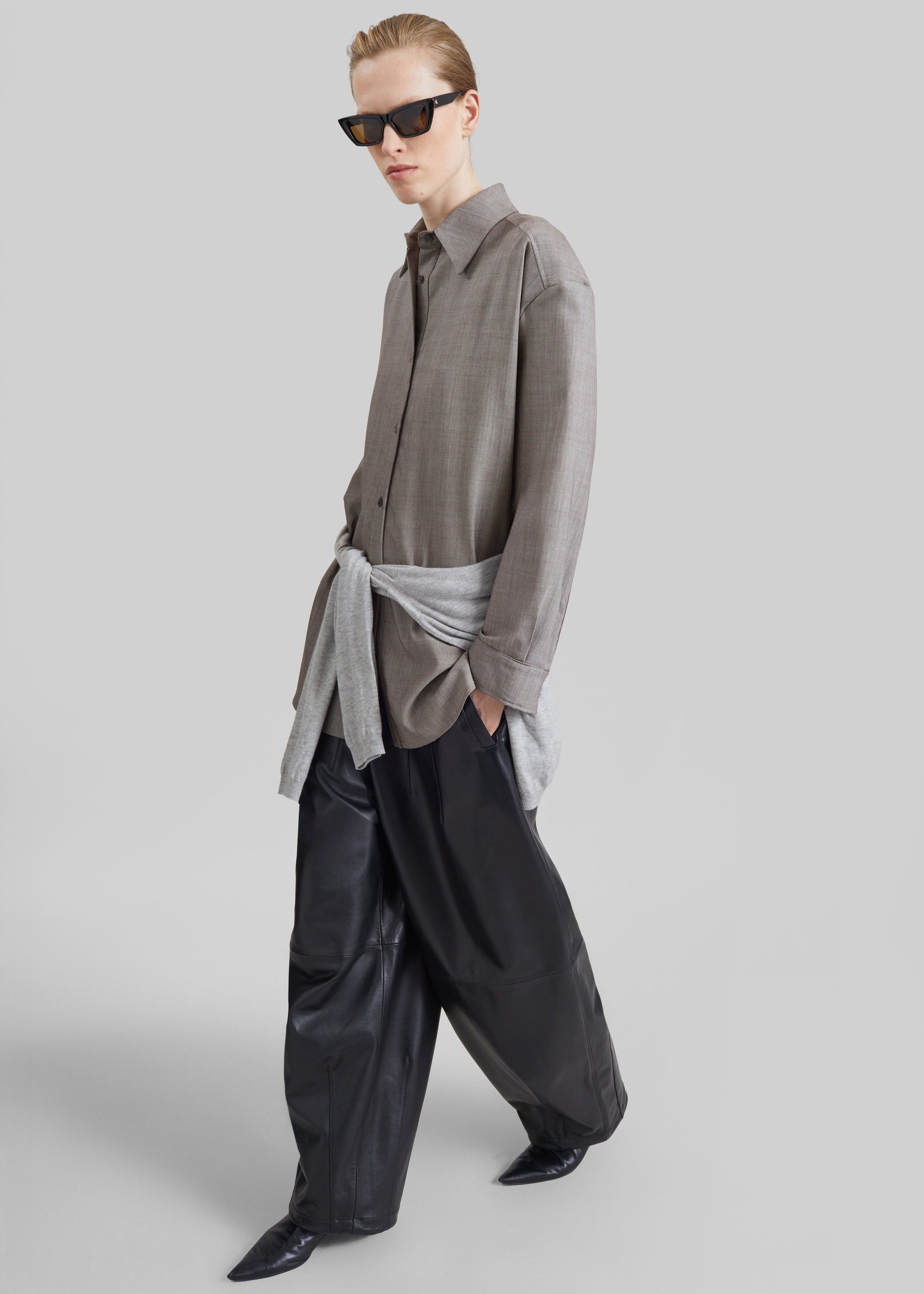 Shop the look image for Bina Wool Padded Shirt - Light Taupe Melange