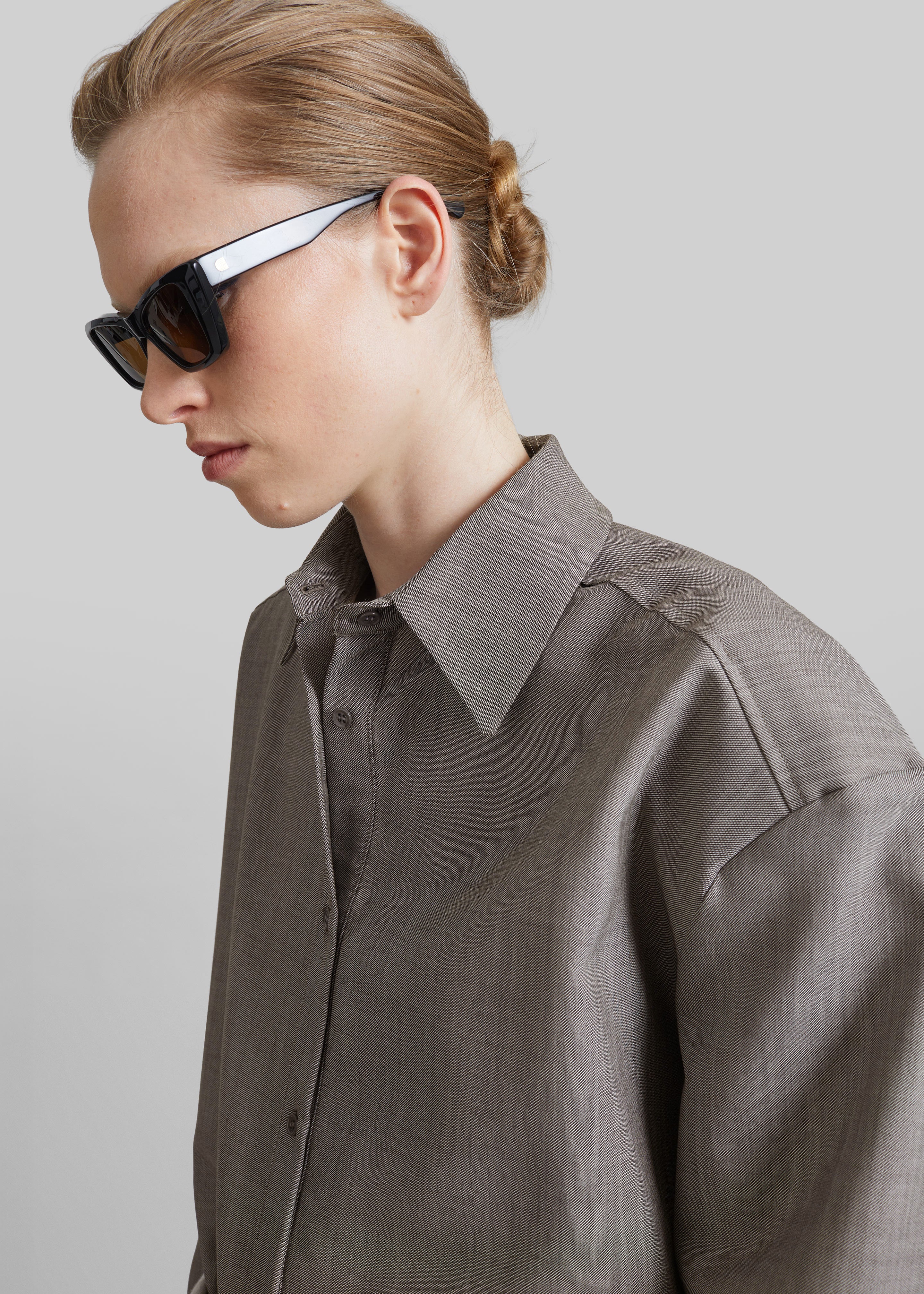 Bina Wool Padded Shirt - Light Taupe Melange - 7