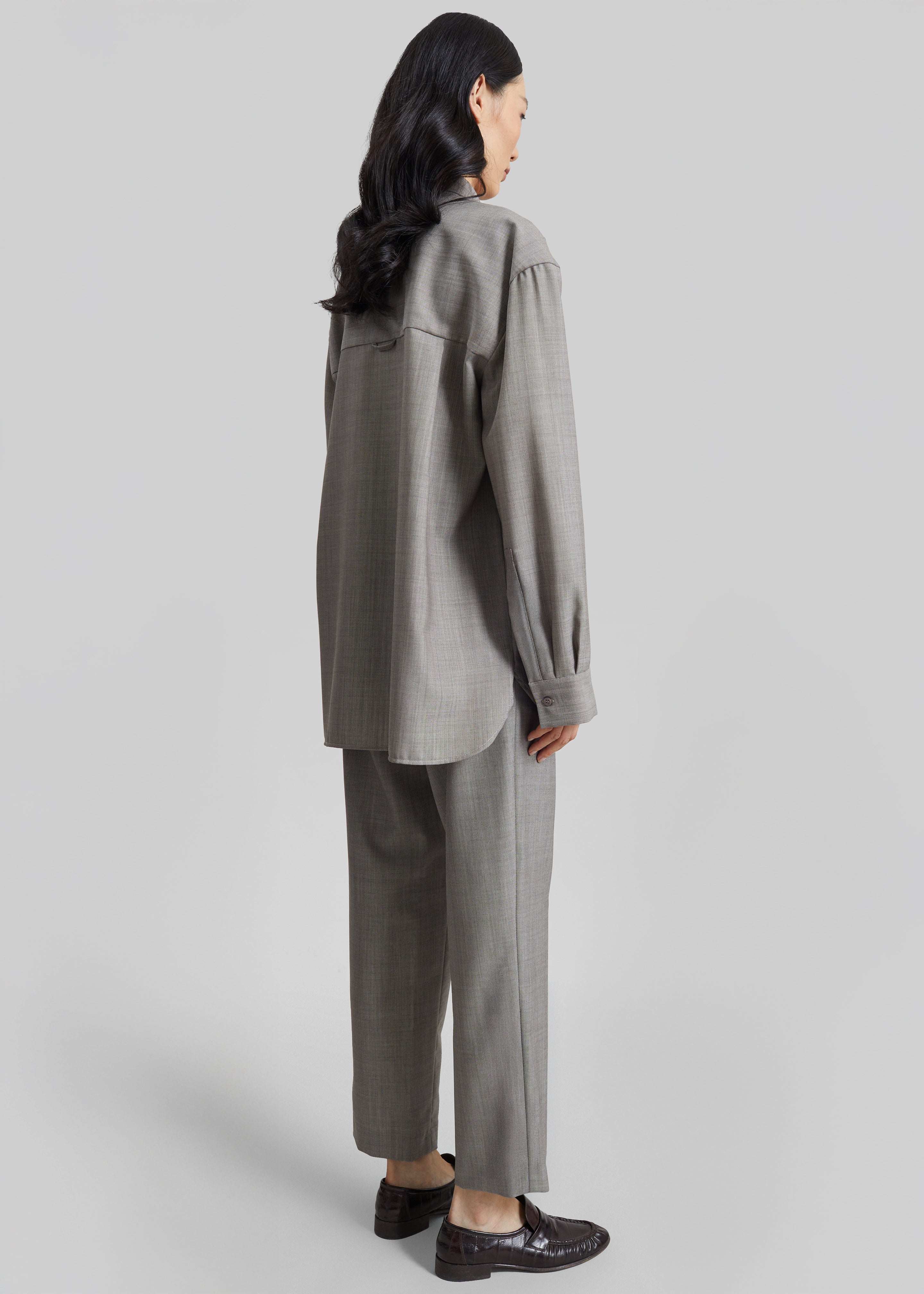 Bina Wool Padded Shirt - Light Taupe Melange - 9