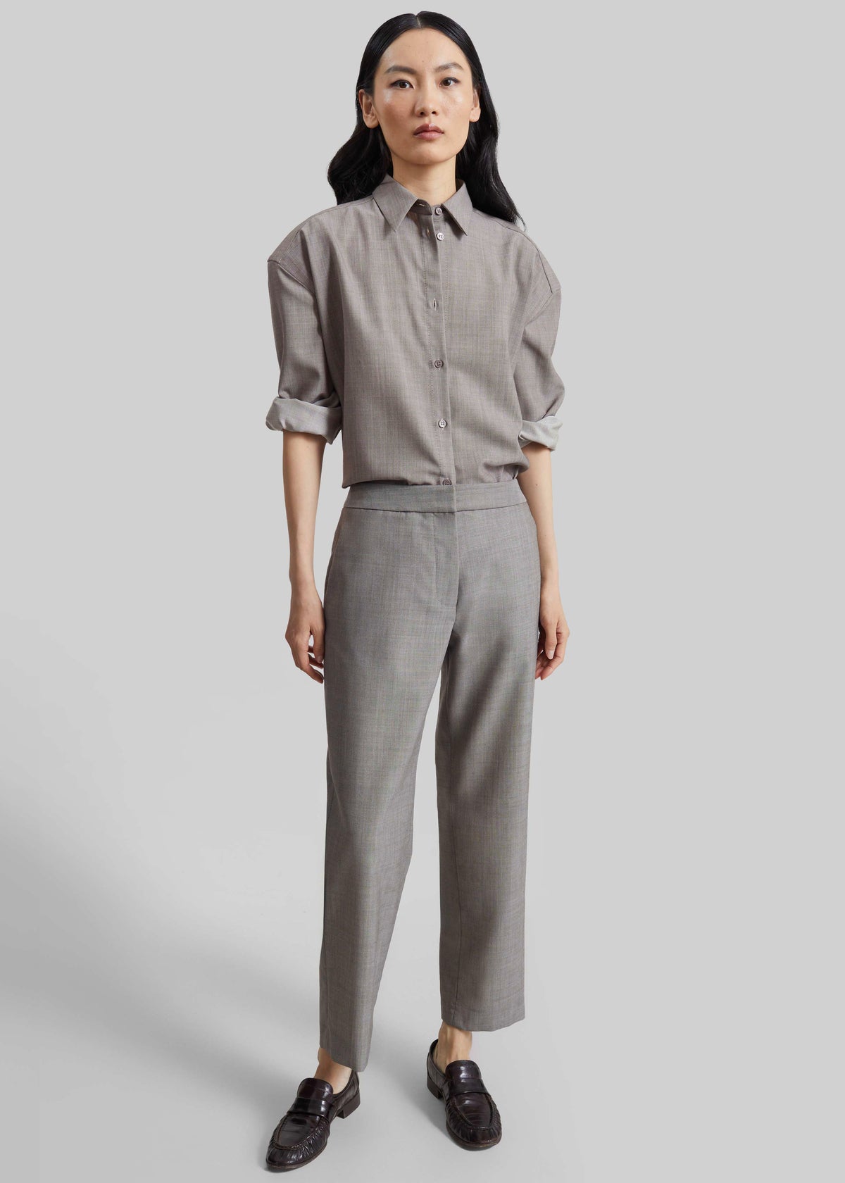 Bina Wool Padded Shirt - Light Taupe Melange - 5