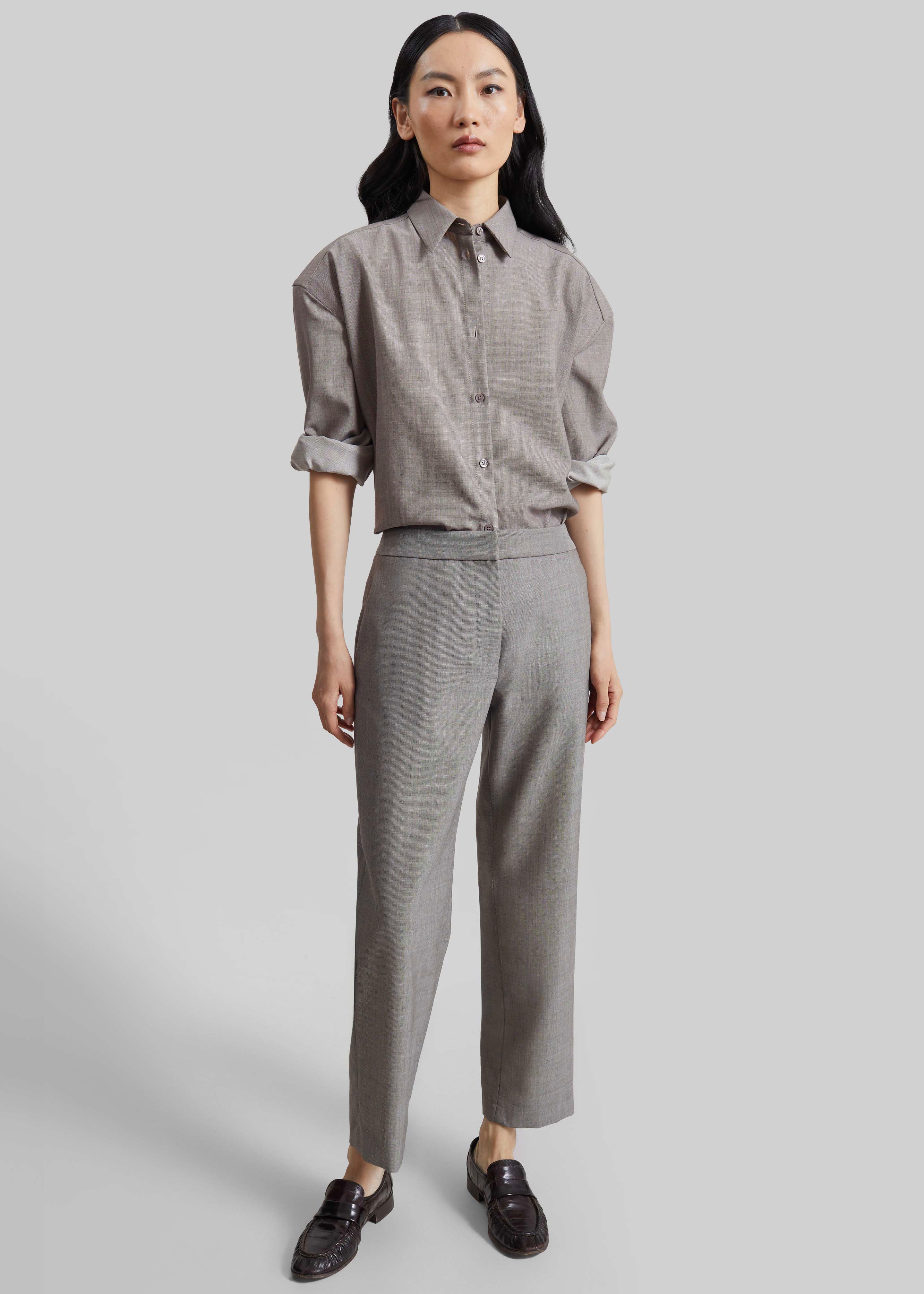 Bina Wool Padded Shirt - Light Taupe Melange - 5