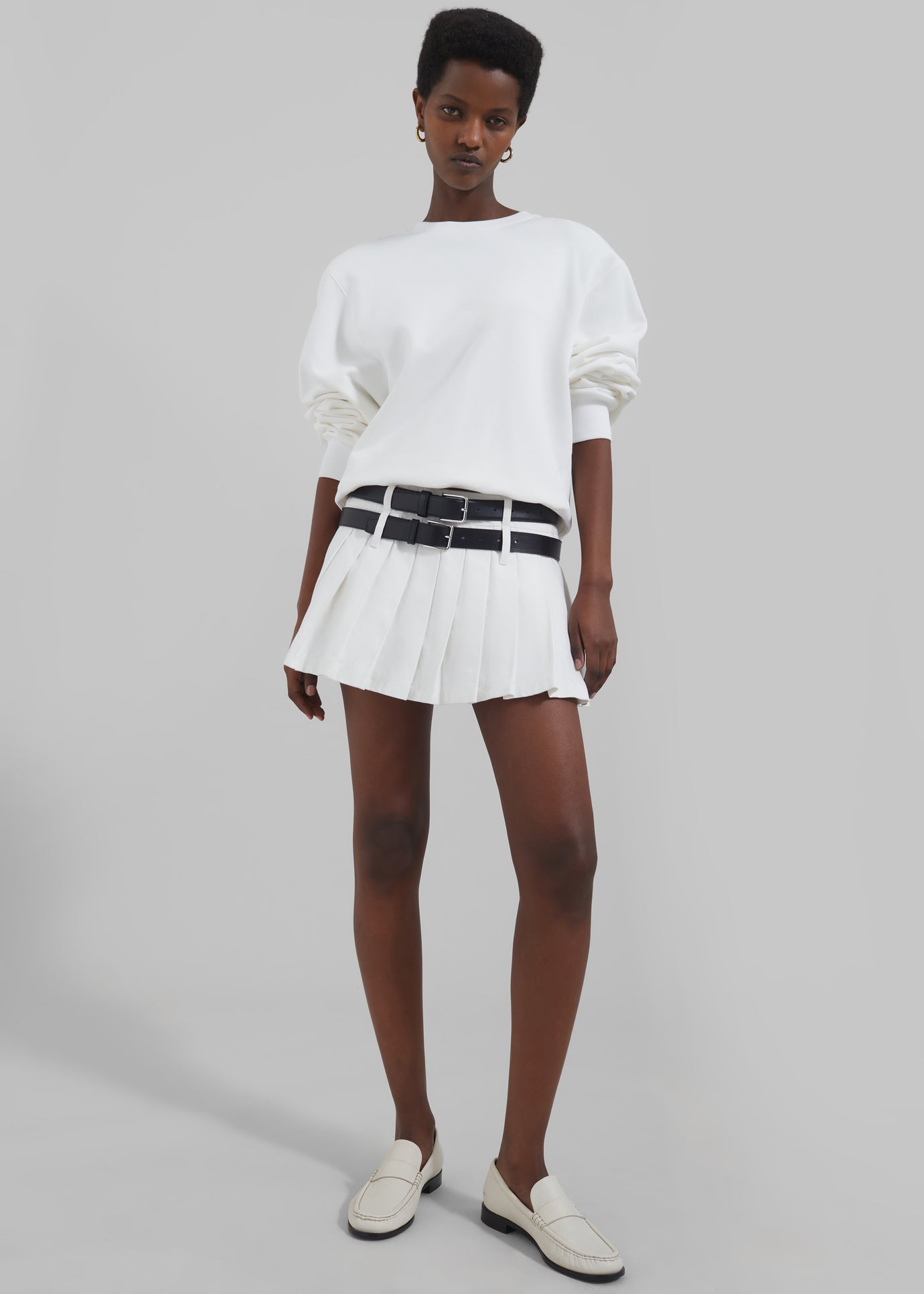 Blake Pleated Mini Skirt - White - 1
