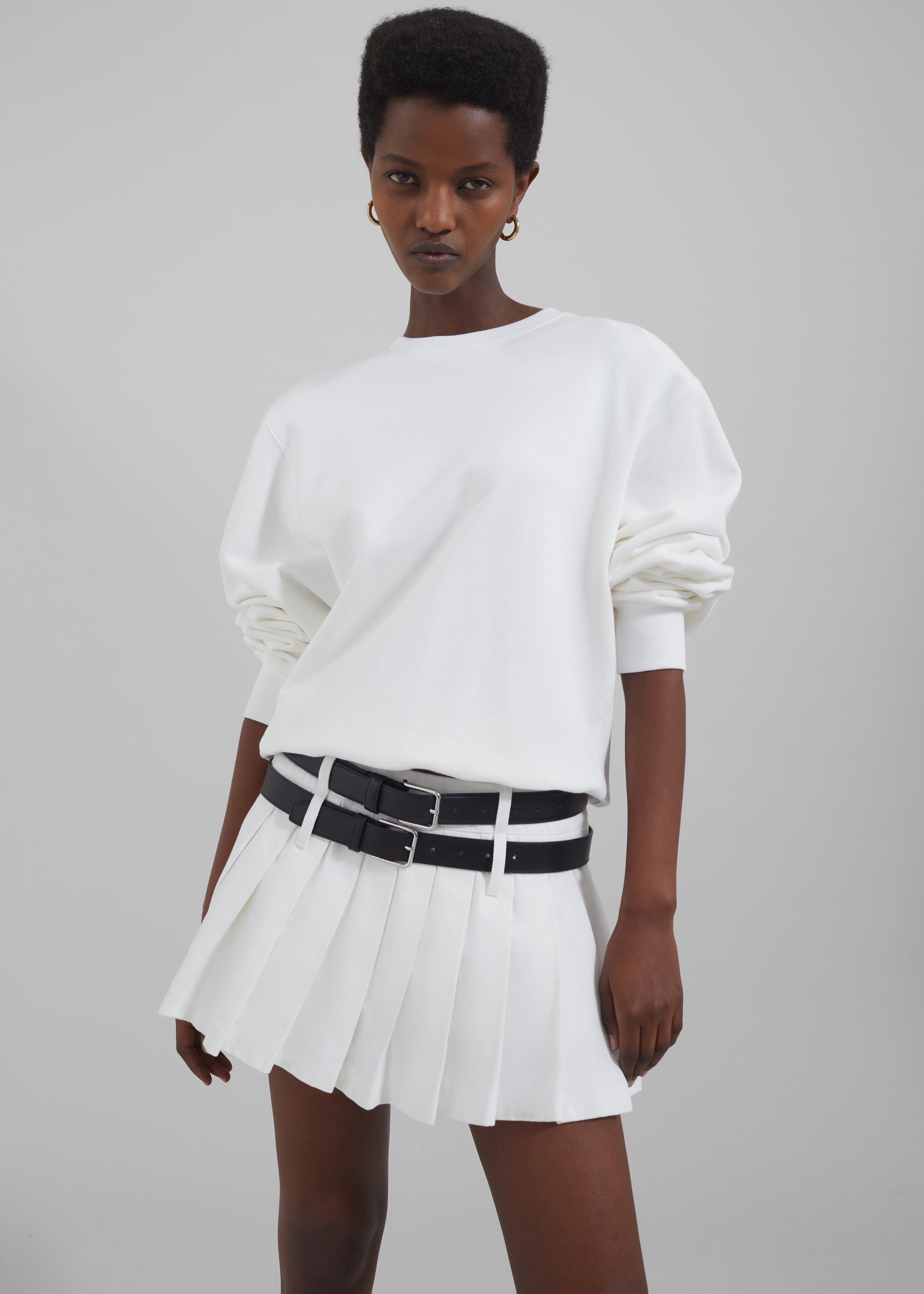 Blake Pleated Mini Skirt - White - 4