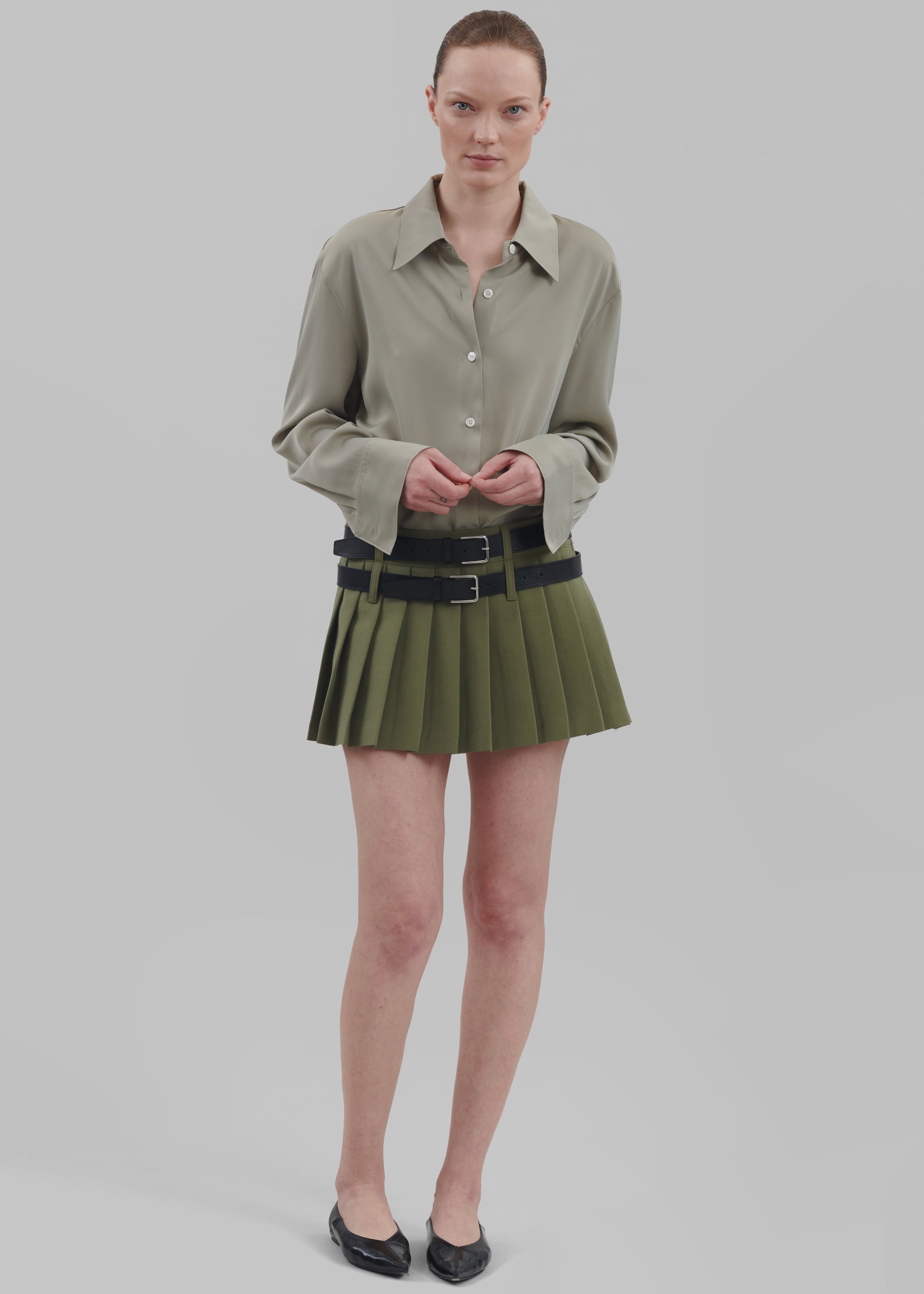 Shop the look image for Blake Mini Pleated Skirt - Khaki