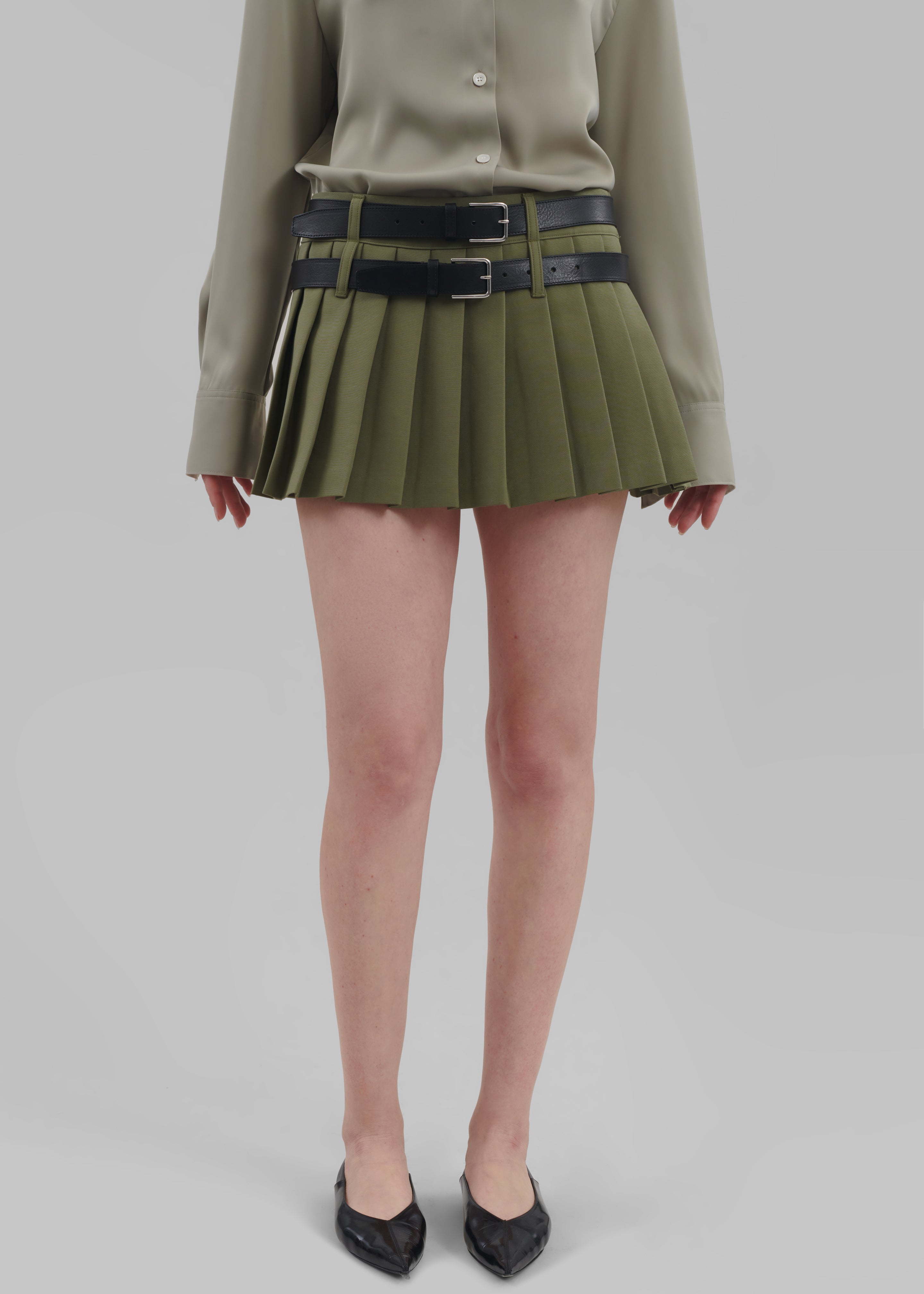 Blake Mini Pleated Skirt - Khaki - 5