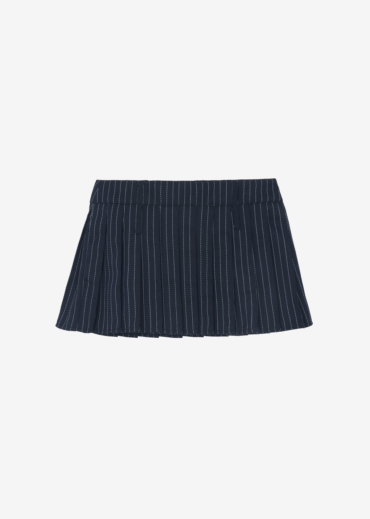 Blake Pleated Twill Mini Skirt - Navy/White Pinstripe - 12