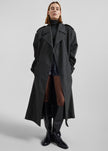 Bleecker Plaid Trench Coat - Dark Grey