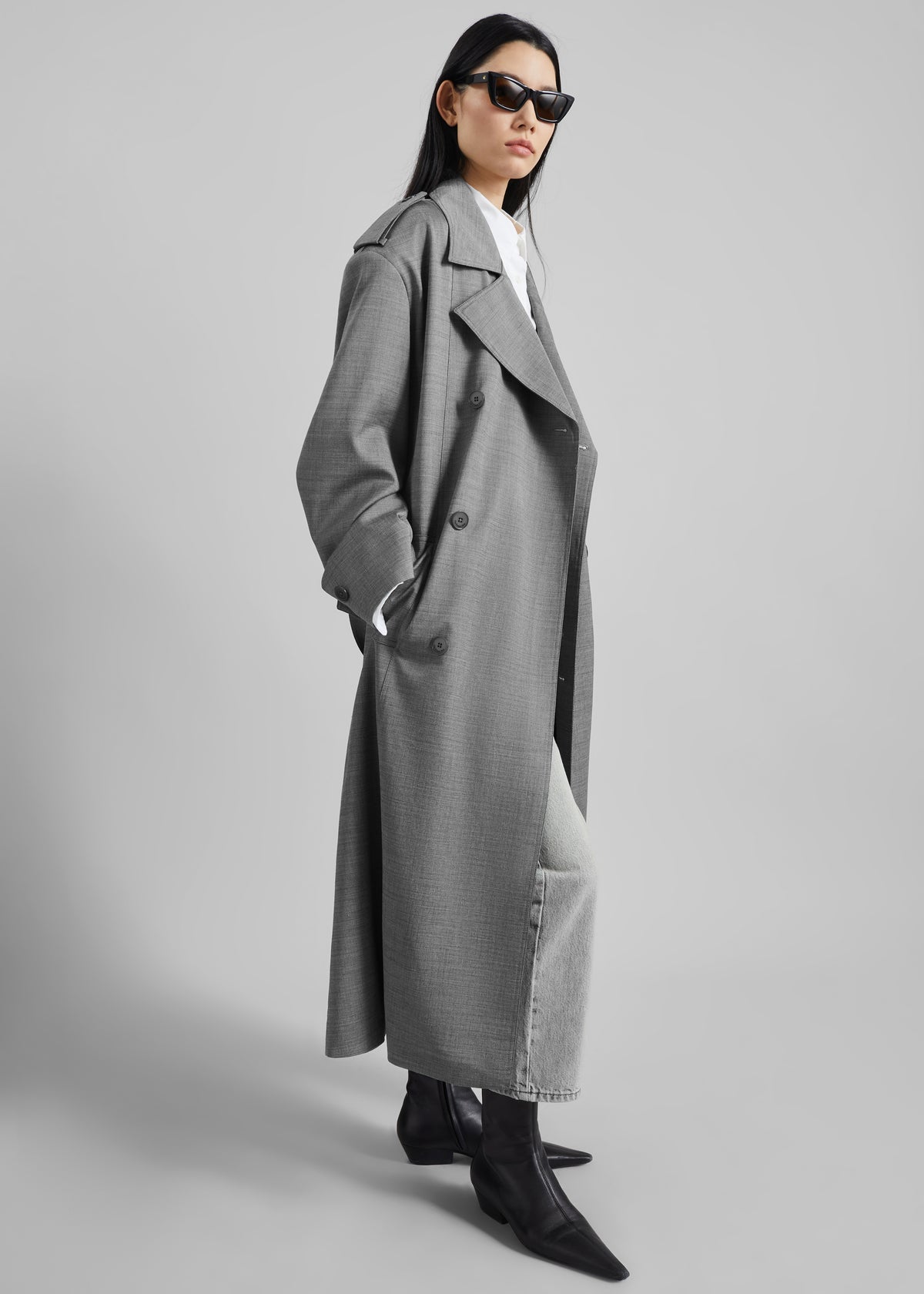 Bleecker Trench Coat - Grey Melange - 1