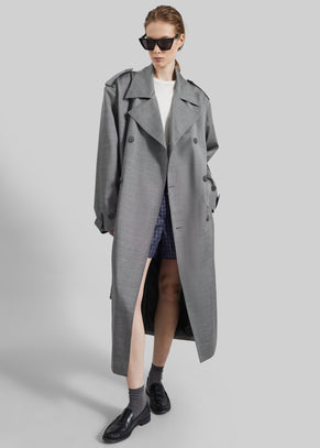 Bleecker Trench Coat - Grey Melange