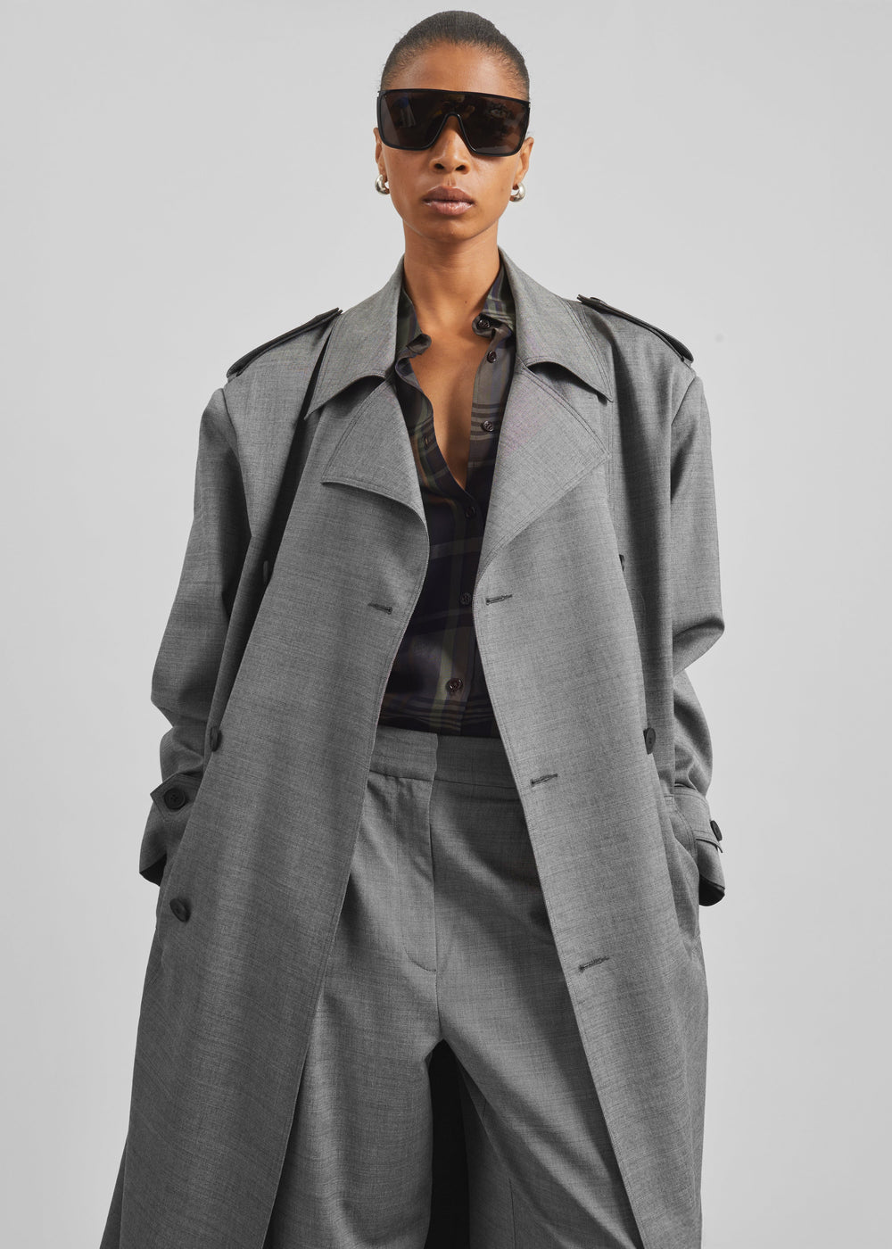 Bleecker Trench Coat - Grey Melange - 1
