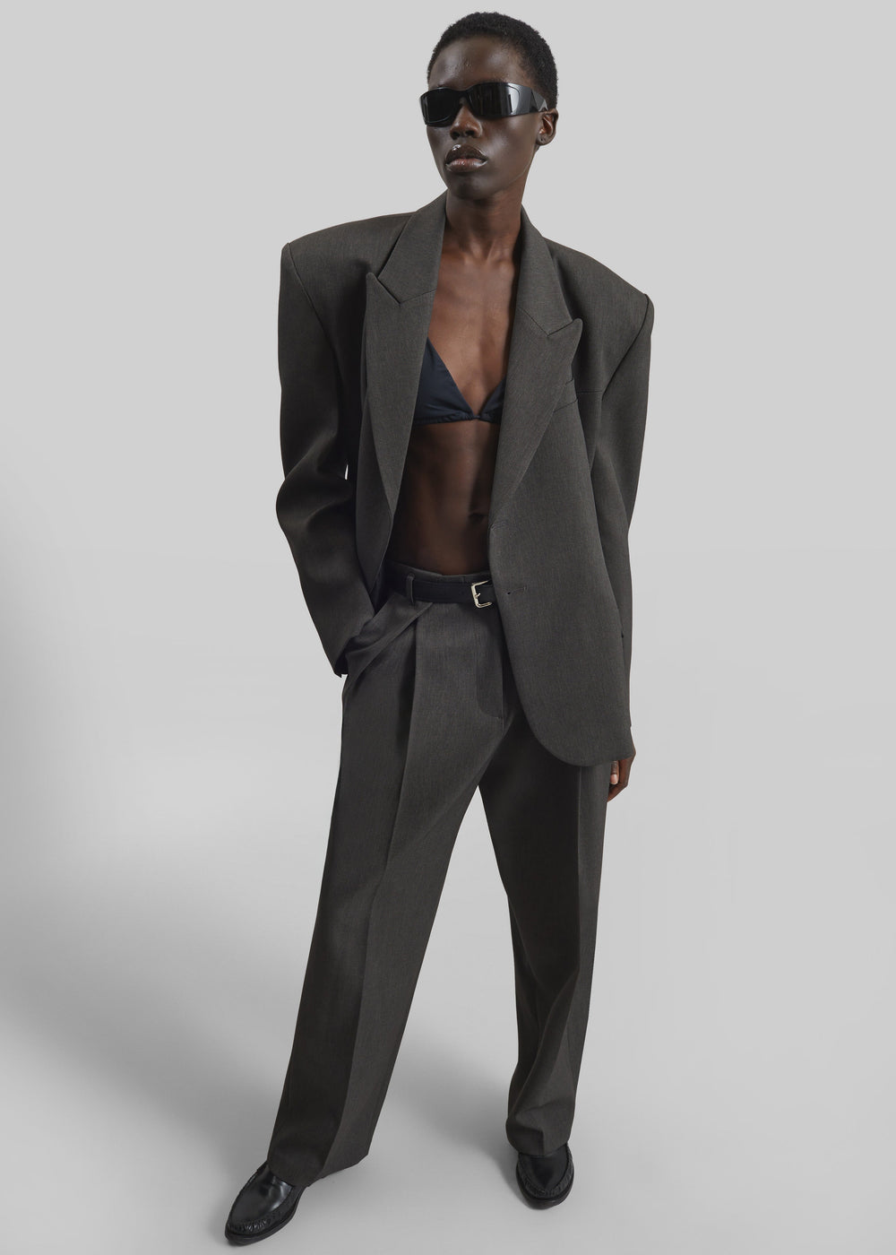 Blerick Belted Trousers - Dark Grey