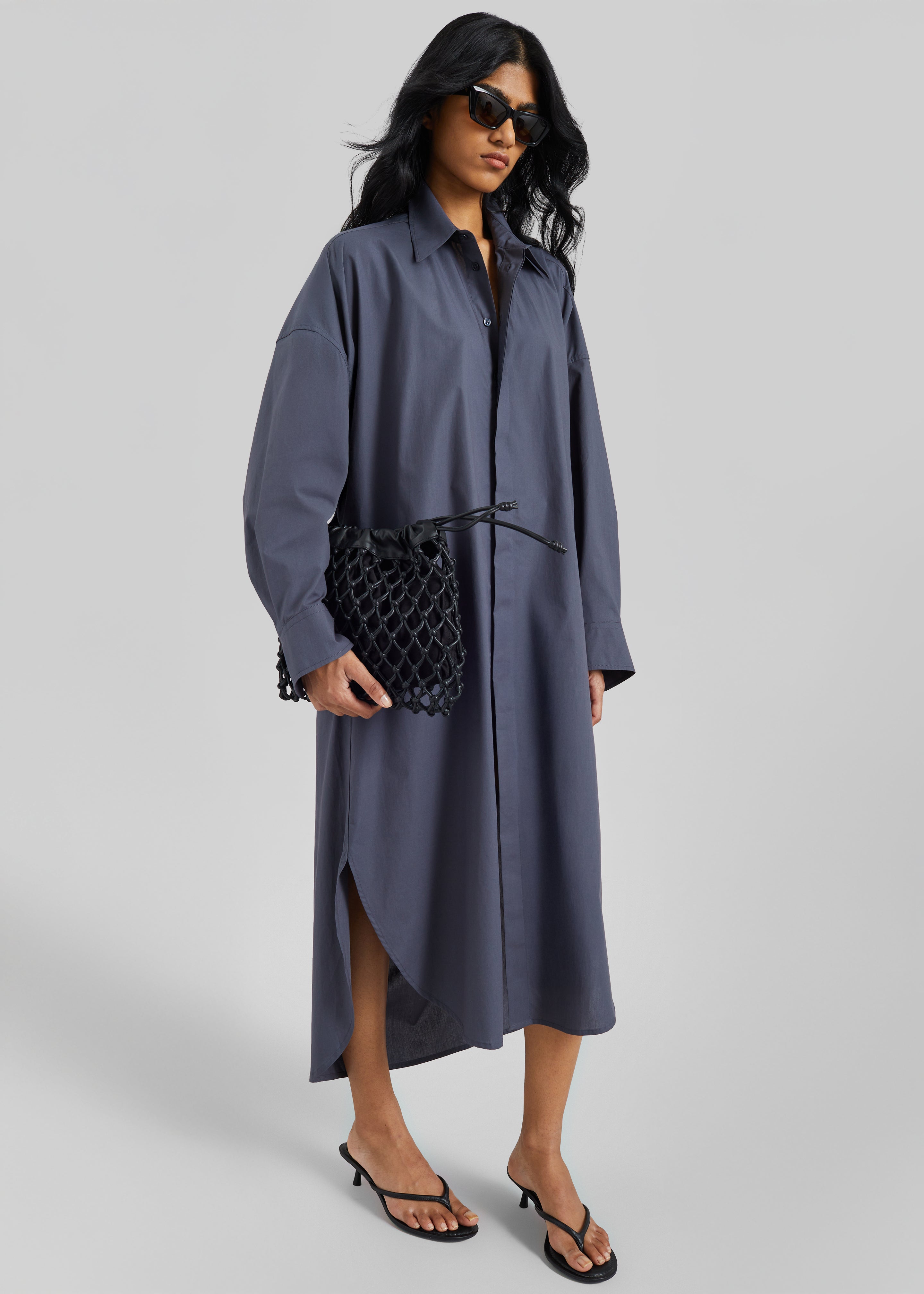 Bloom Organic Cotton Shirt Dress - Charcoal - 1