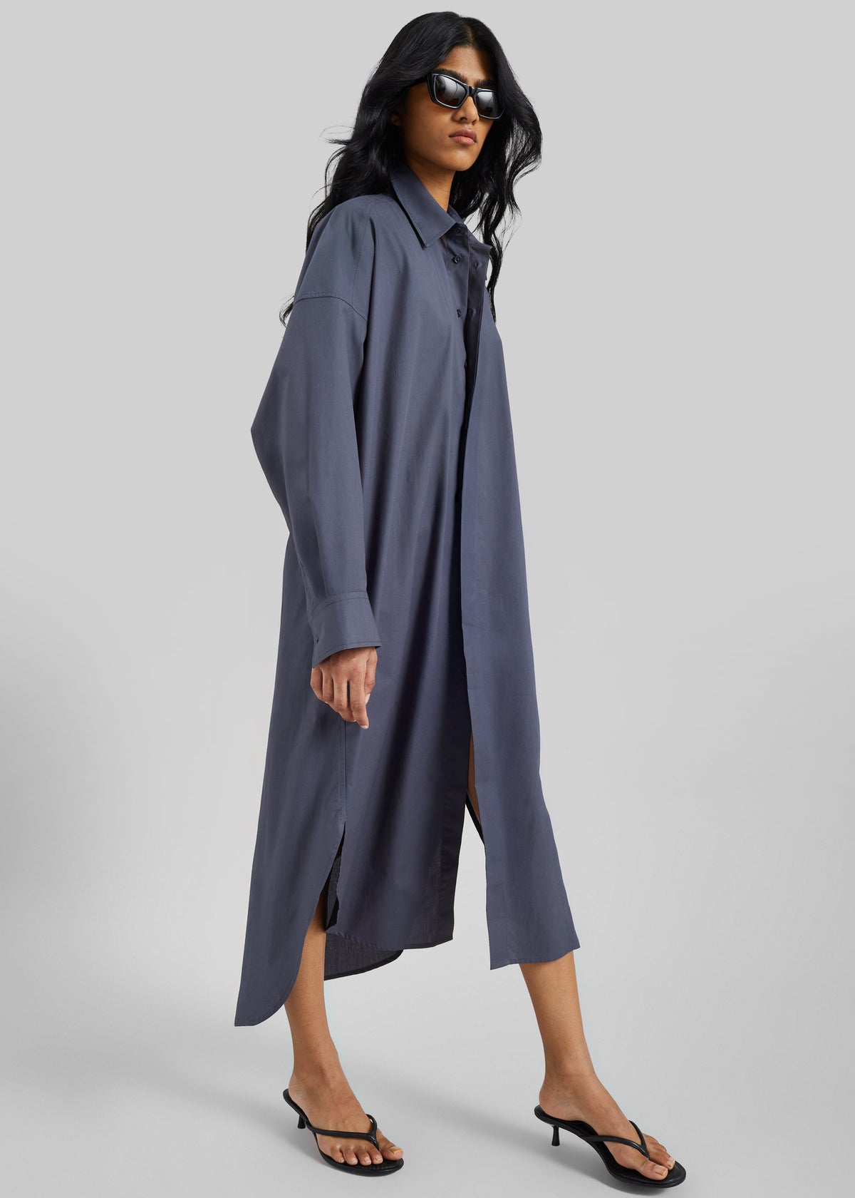 Bloom Organic Cotton Shirt Dress - Charcoal - 4