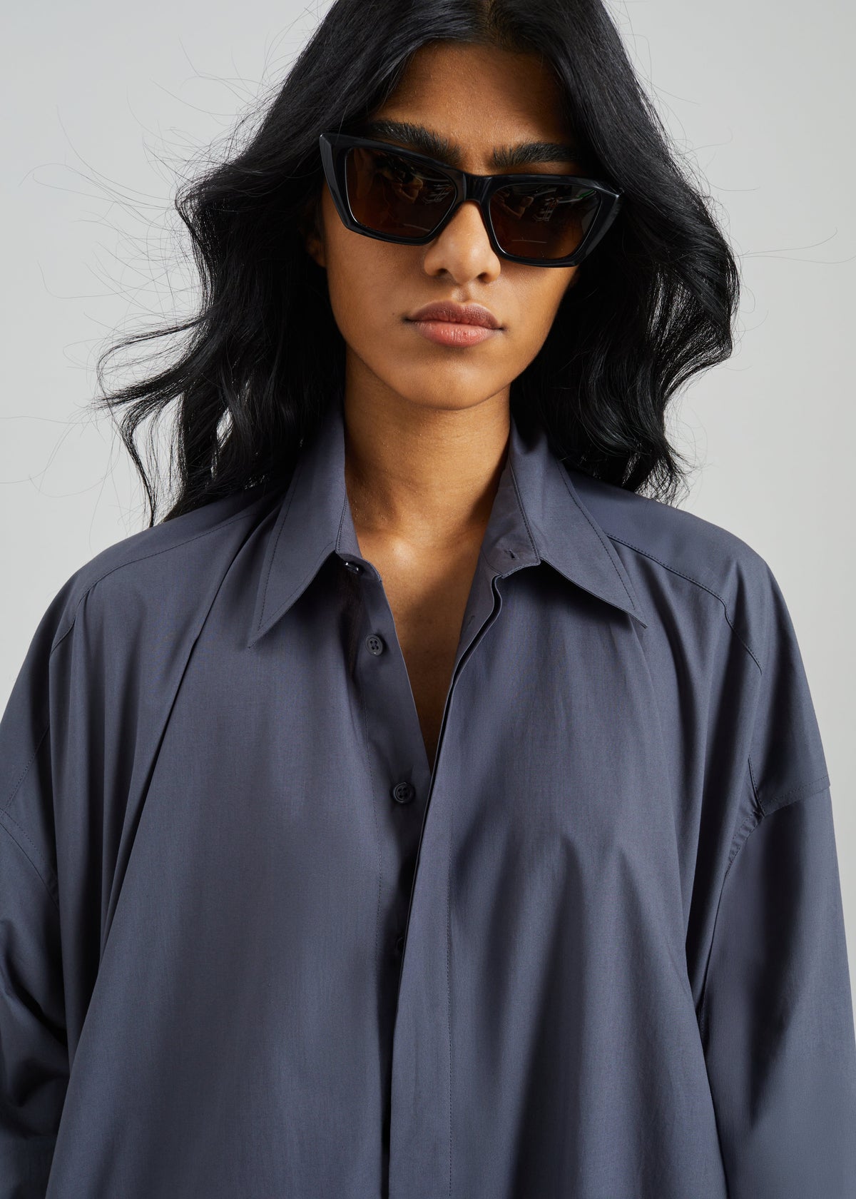 Bloom Organic Cotton Shirt Dress - Charcoal - 3