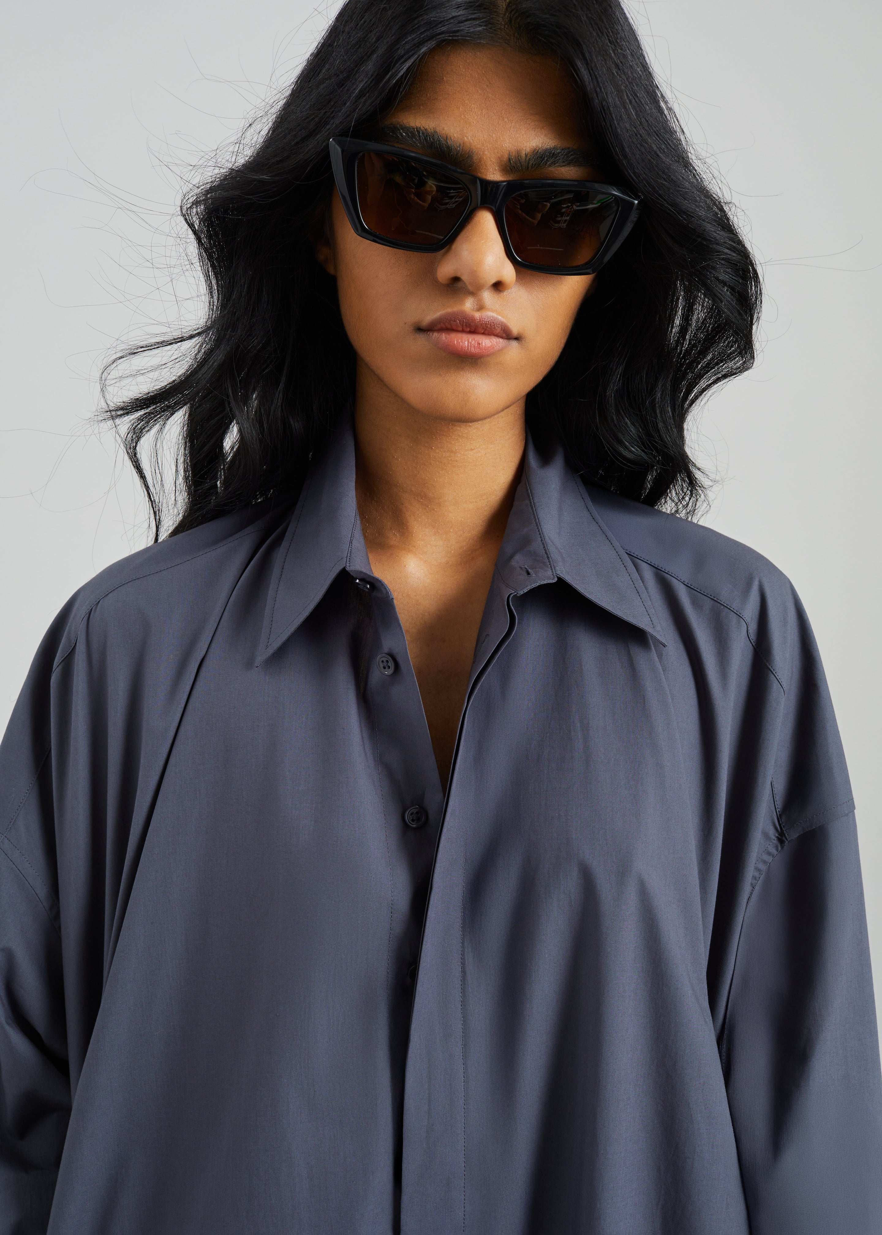 Bloom Organic Cotton Shirt Dress - Charcoal - 3