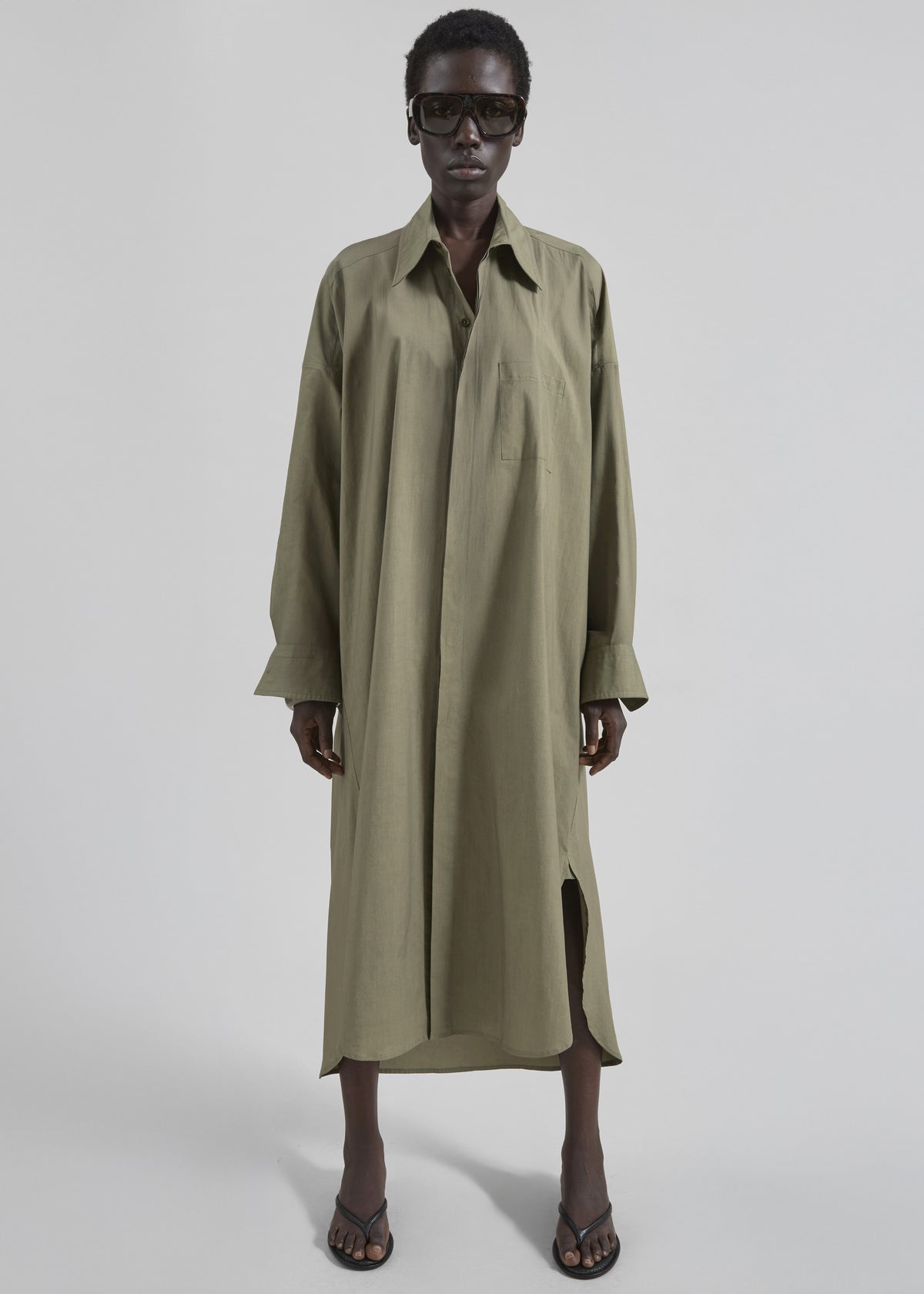 Bloom Organic Cotton Shirt Dress - Olive - 2