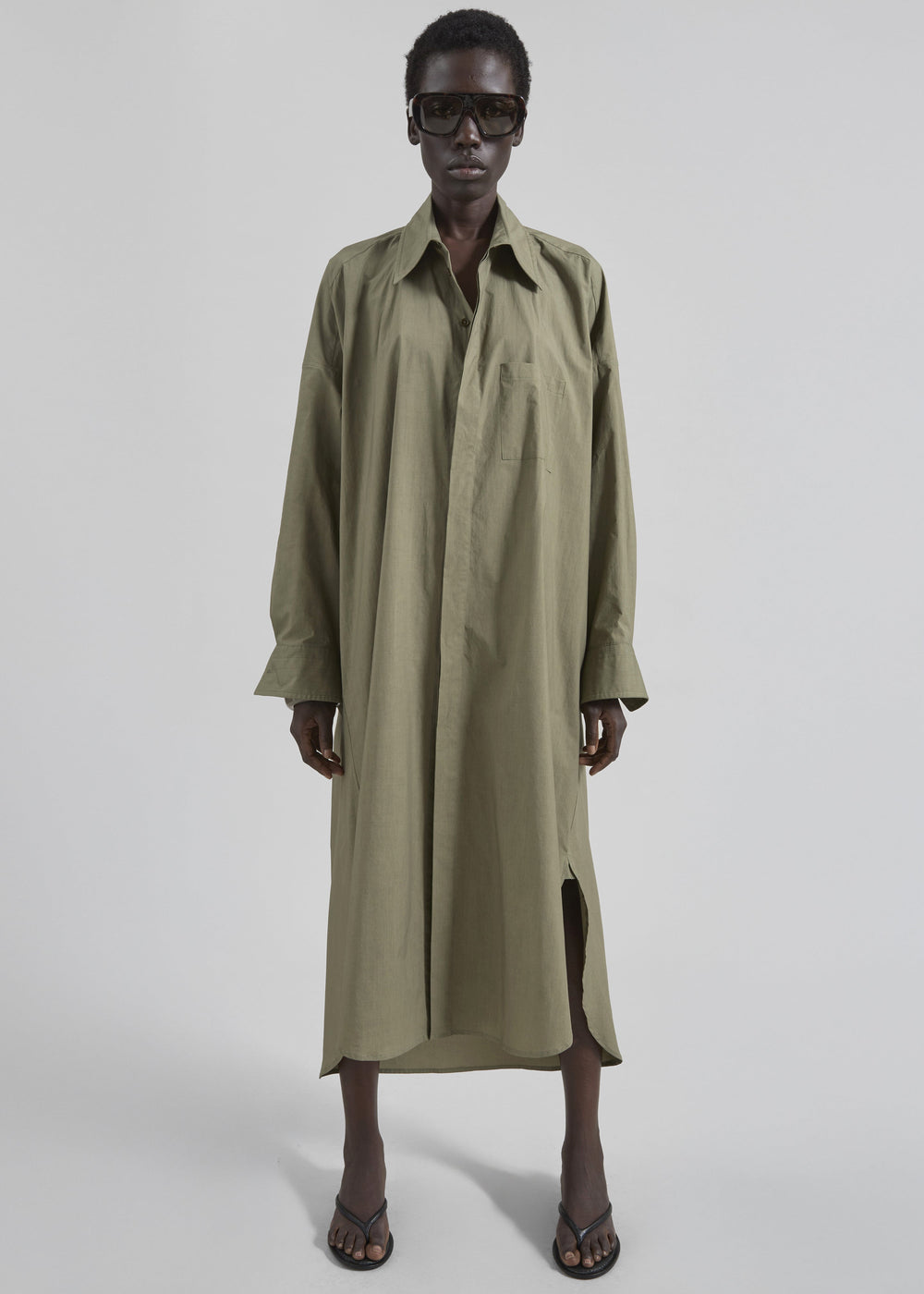 Bloom Organic Cotton Shirt Dress - Olive - 1