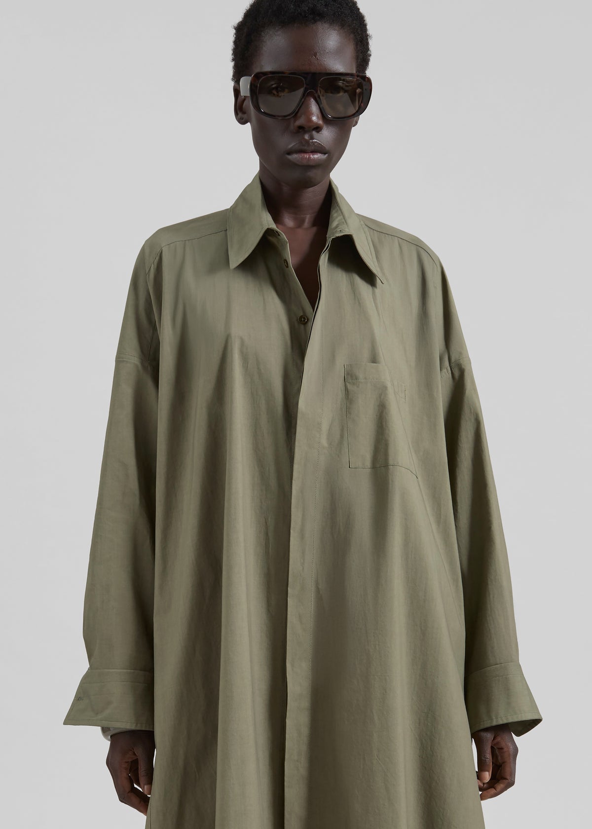 Bloom Organic Cotton Shirt Dress - Olive - 4