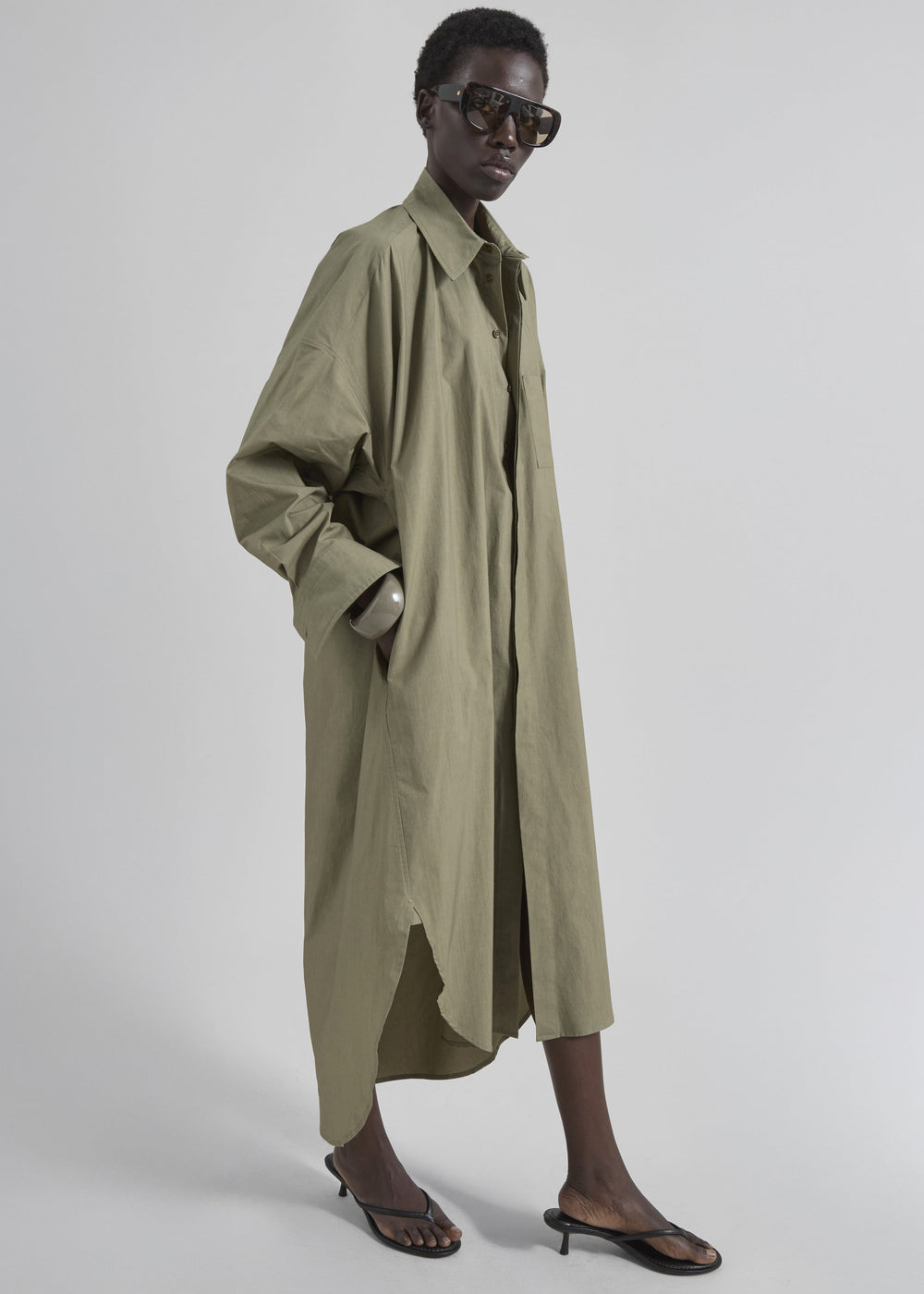 Bloom Organic Cotton Shirt Dress - Olive