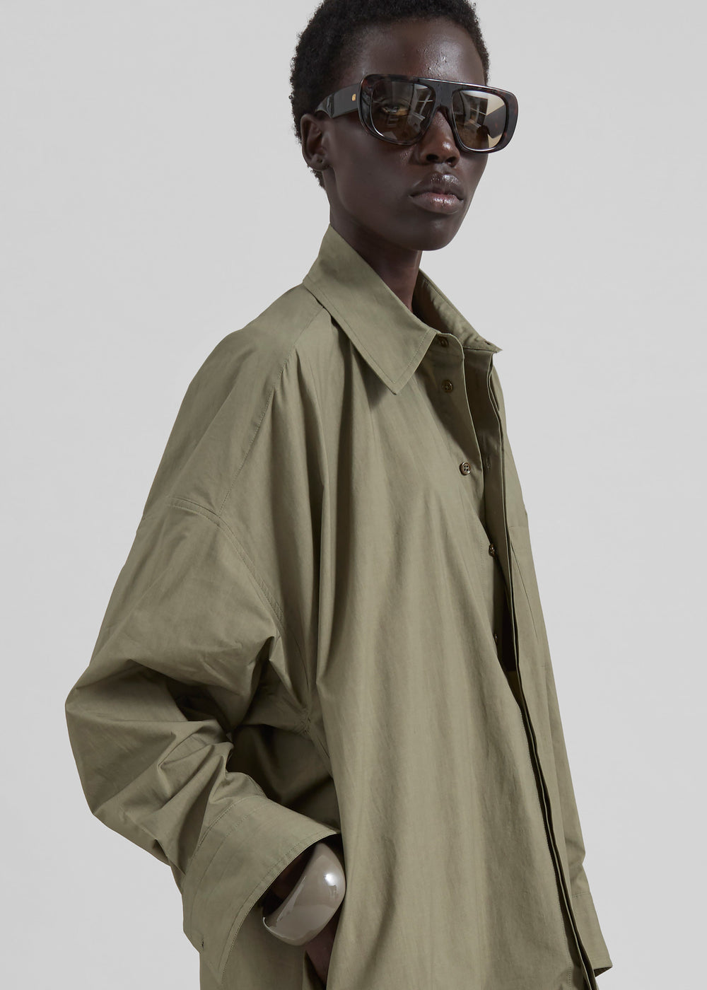 Bloom Organic Cotton Shirt Dress - Olive - 1