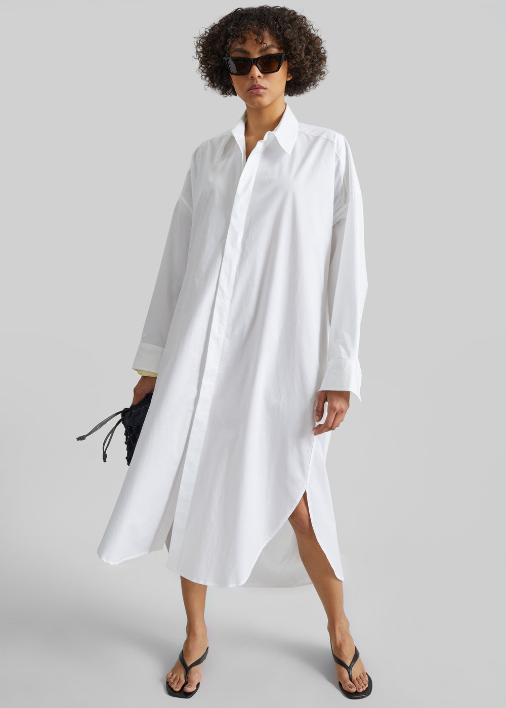 Bloom Organic Cotton Shirt Dress - White - 1