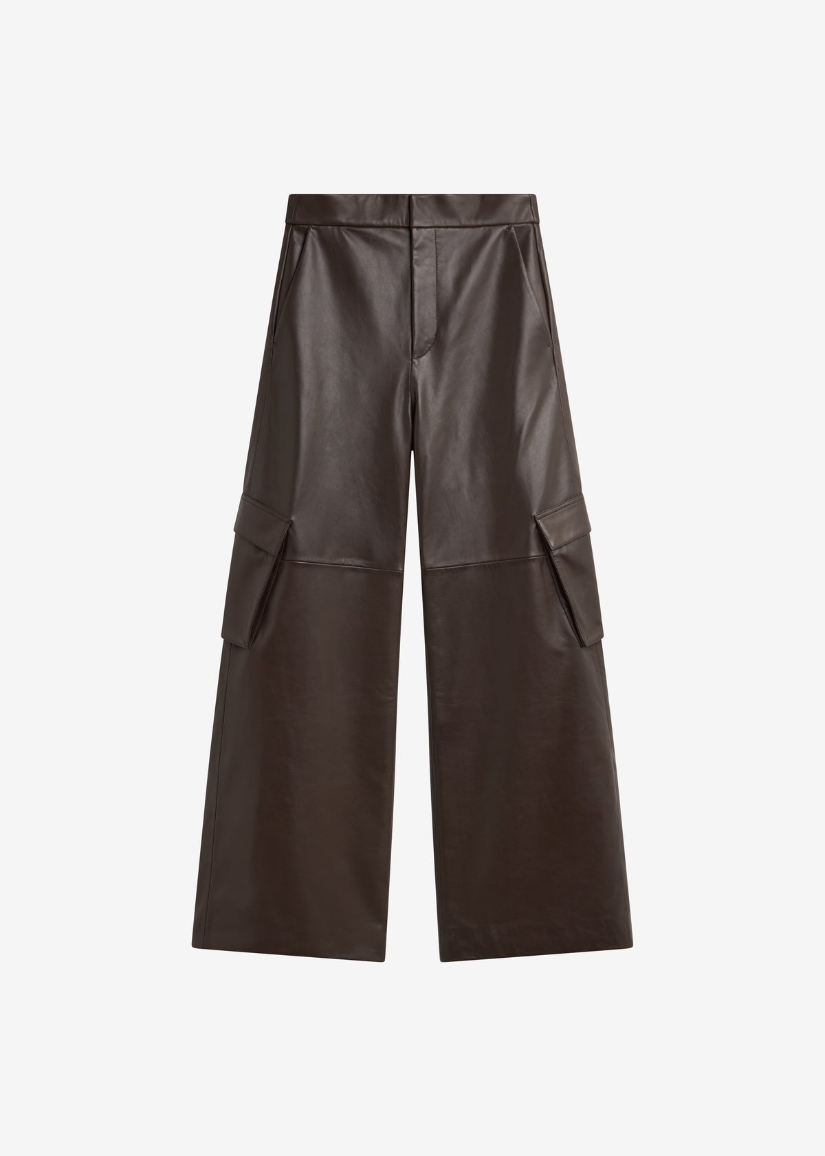Boni Faux Leather Cargo Pants - Brown