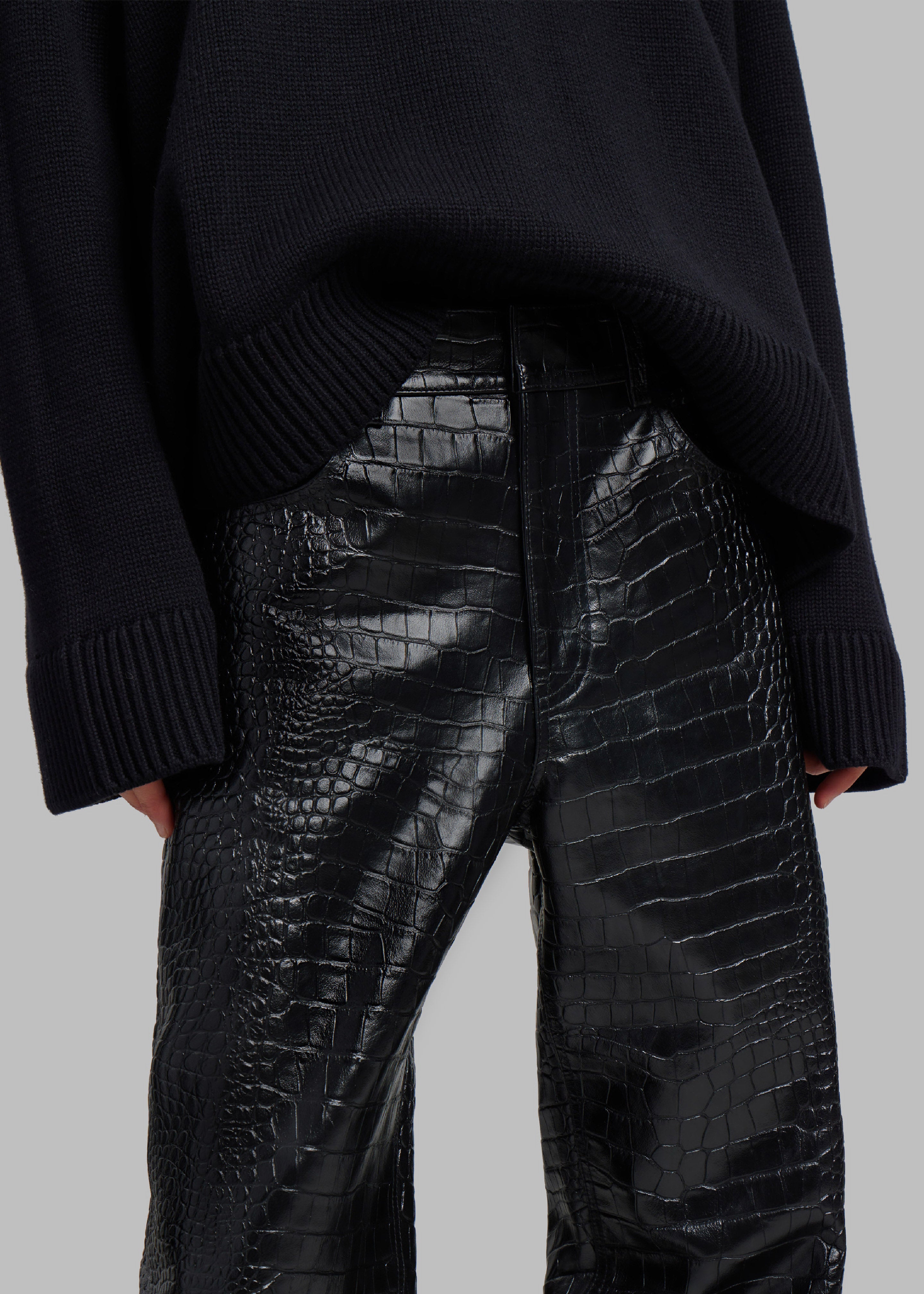 Bonnie Croc-Effect Pants - Black - 3