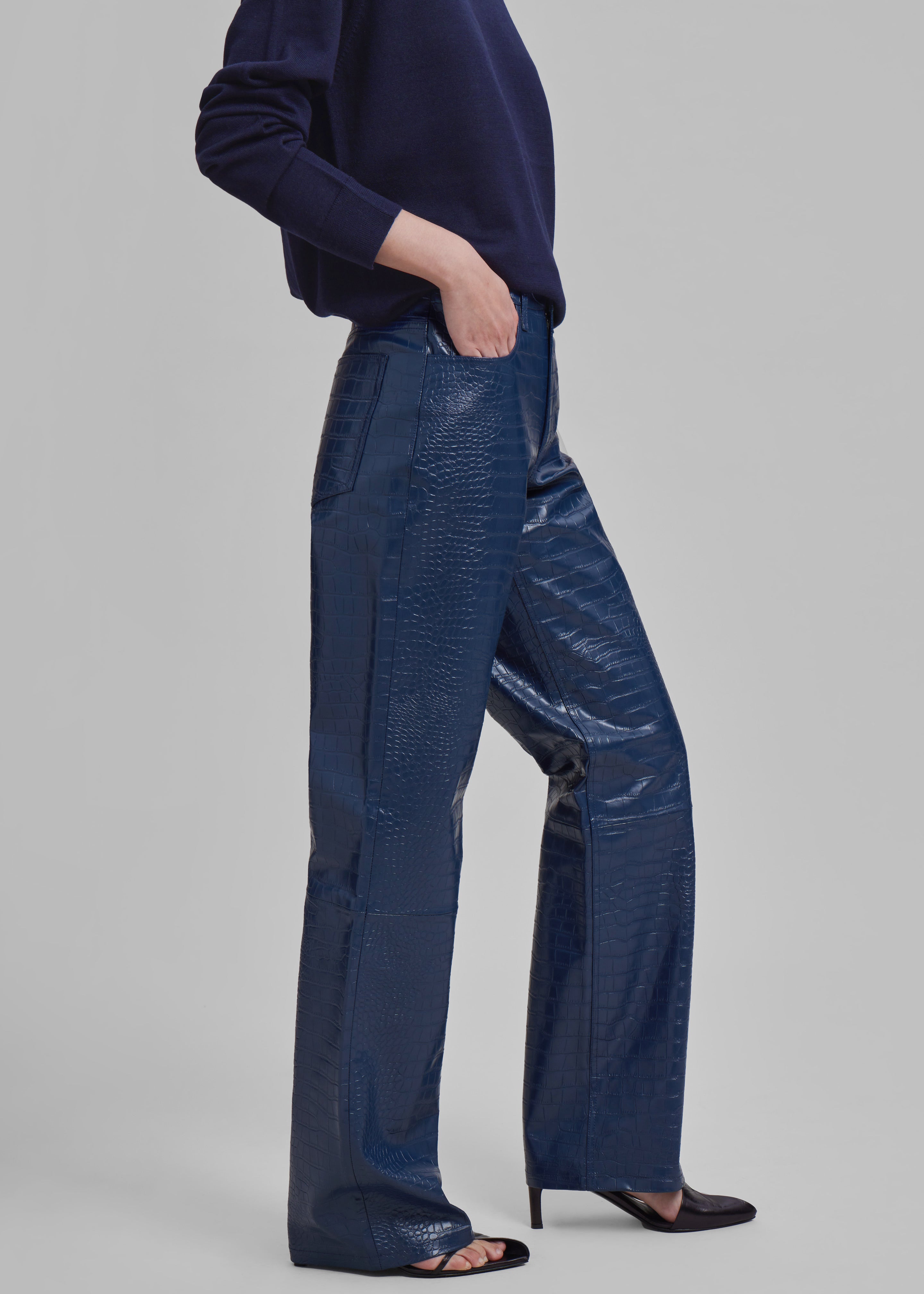 Bonnie Croc-Effect Pants - Blue - 5