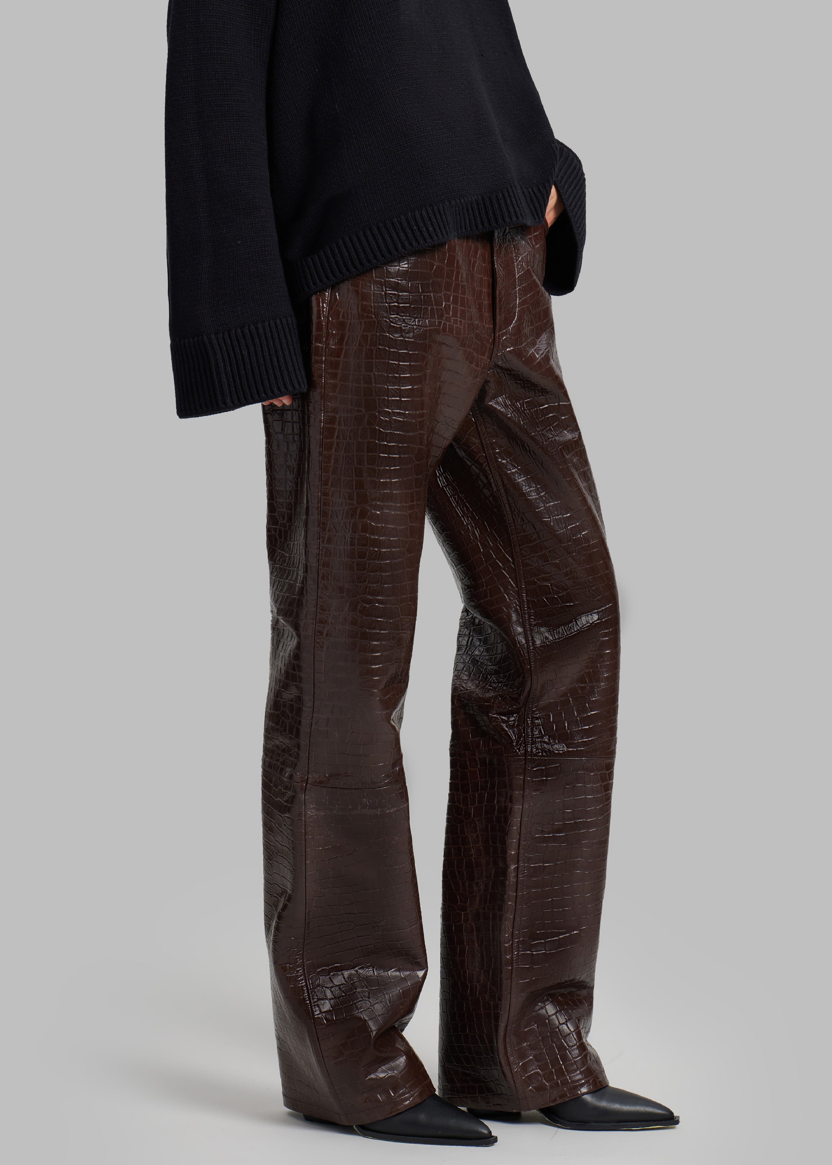 Bonnie Croc-Effect Pants - Brown - 3