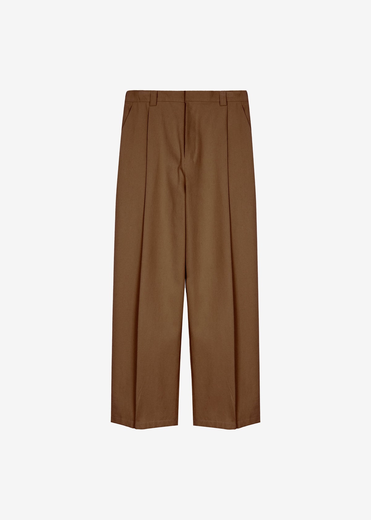 Borken Pleated Twill Pants - Brown - 8