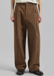 Borken Pleated Twill Pants - Brown