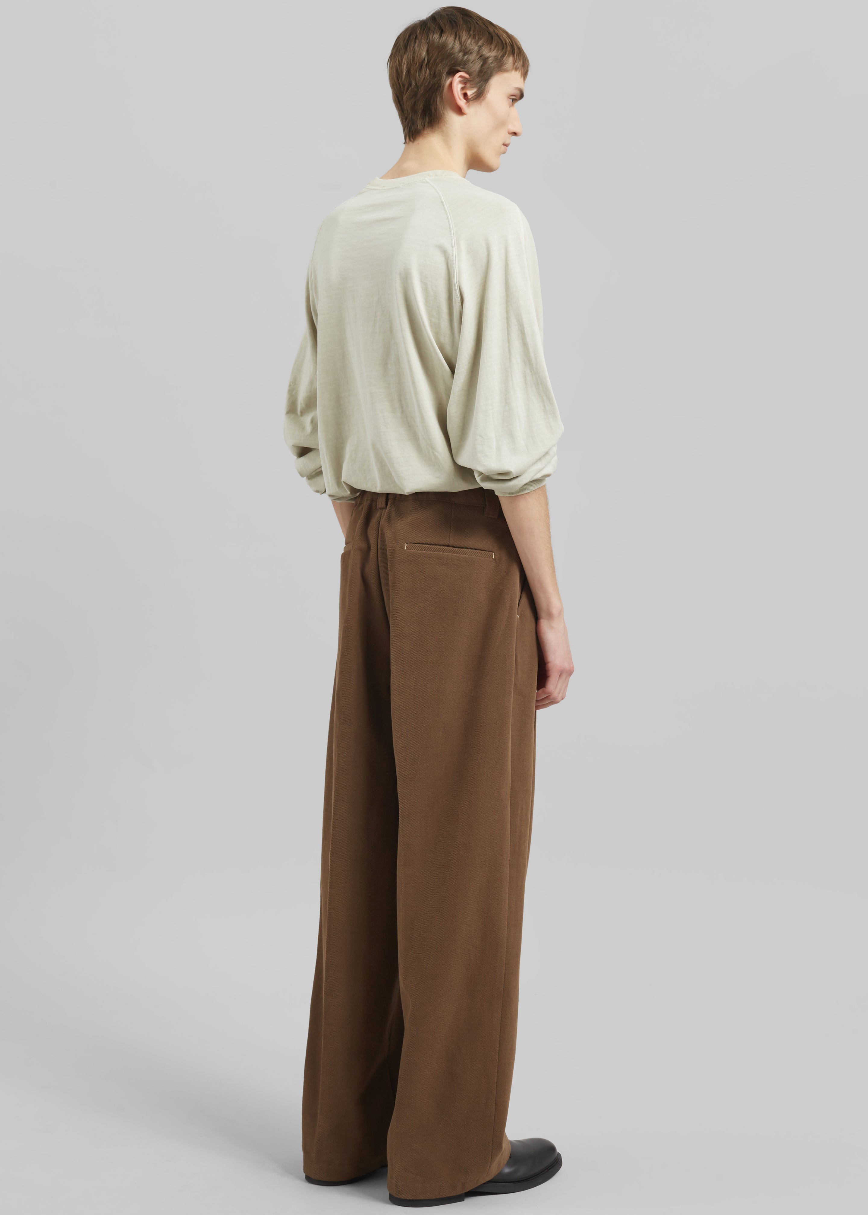 Borken Pleated Twill Pants - Brown - 7