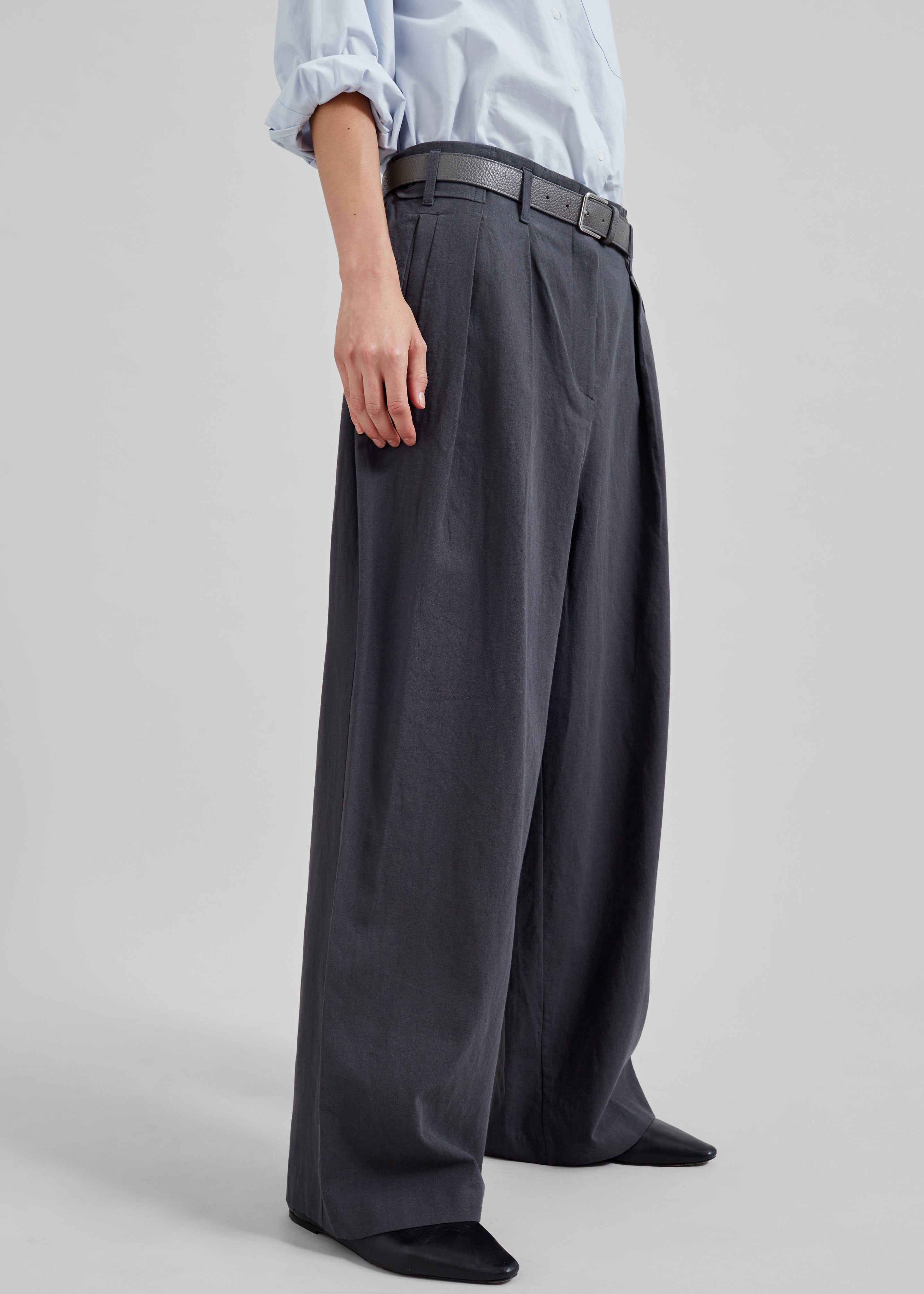 Branson Cotton Wide Pants - Charcoal - 4