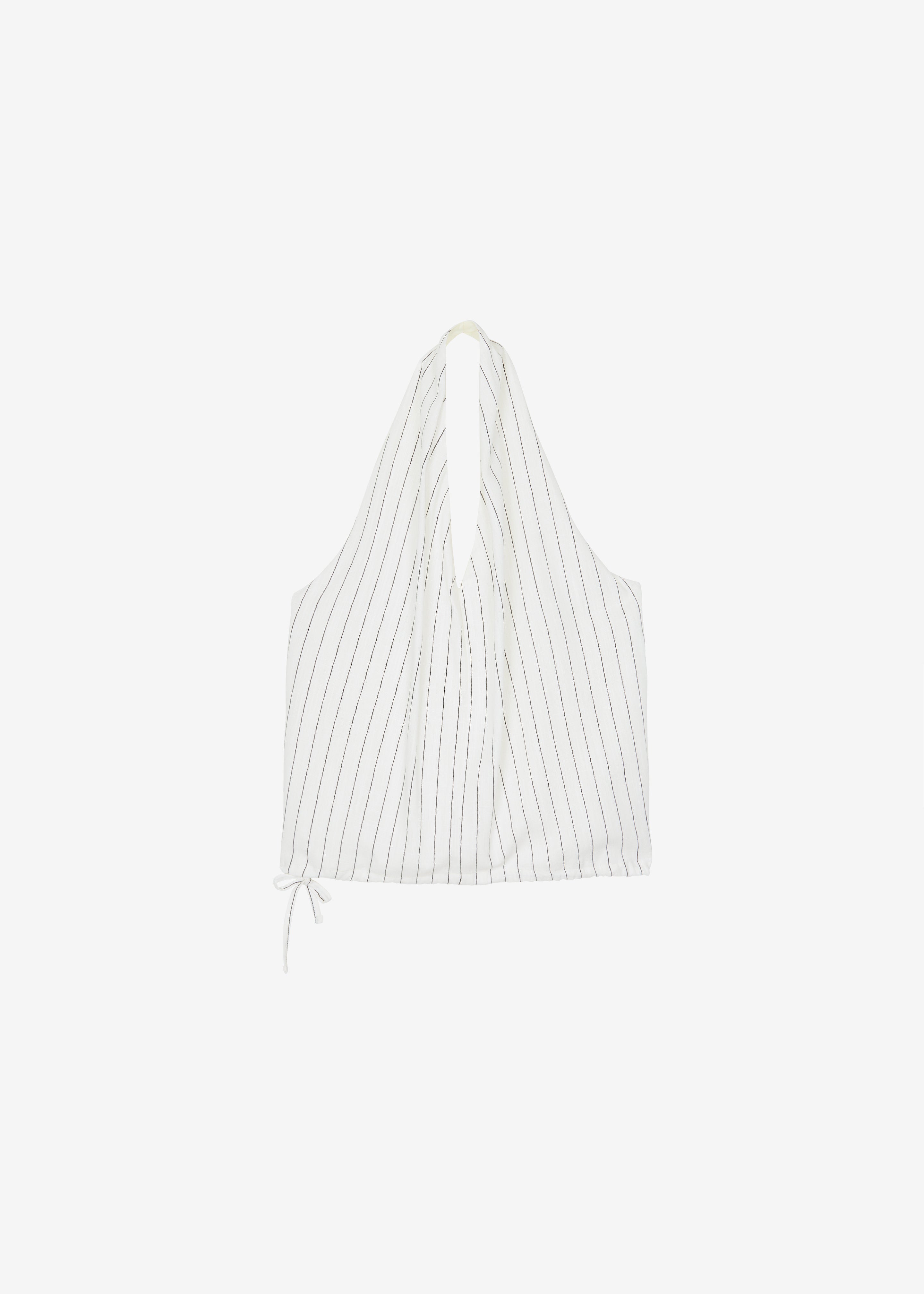 Branton Drawstring Halter Top - White/Black Pinstripe - 11