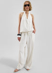 Branton Drawstring Pants - White/Black Pinstripe