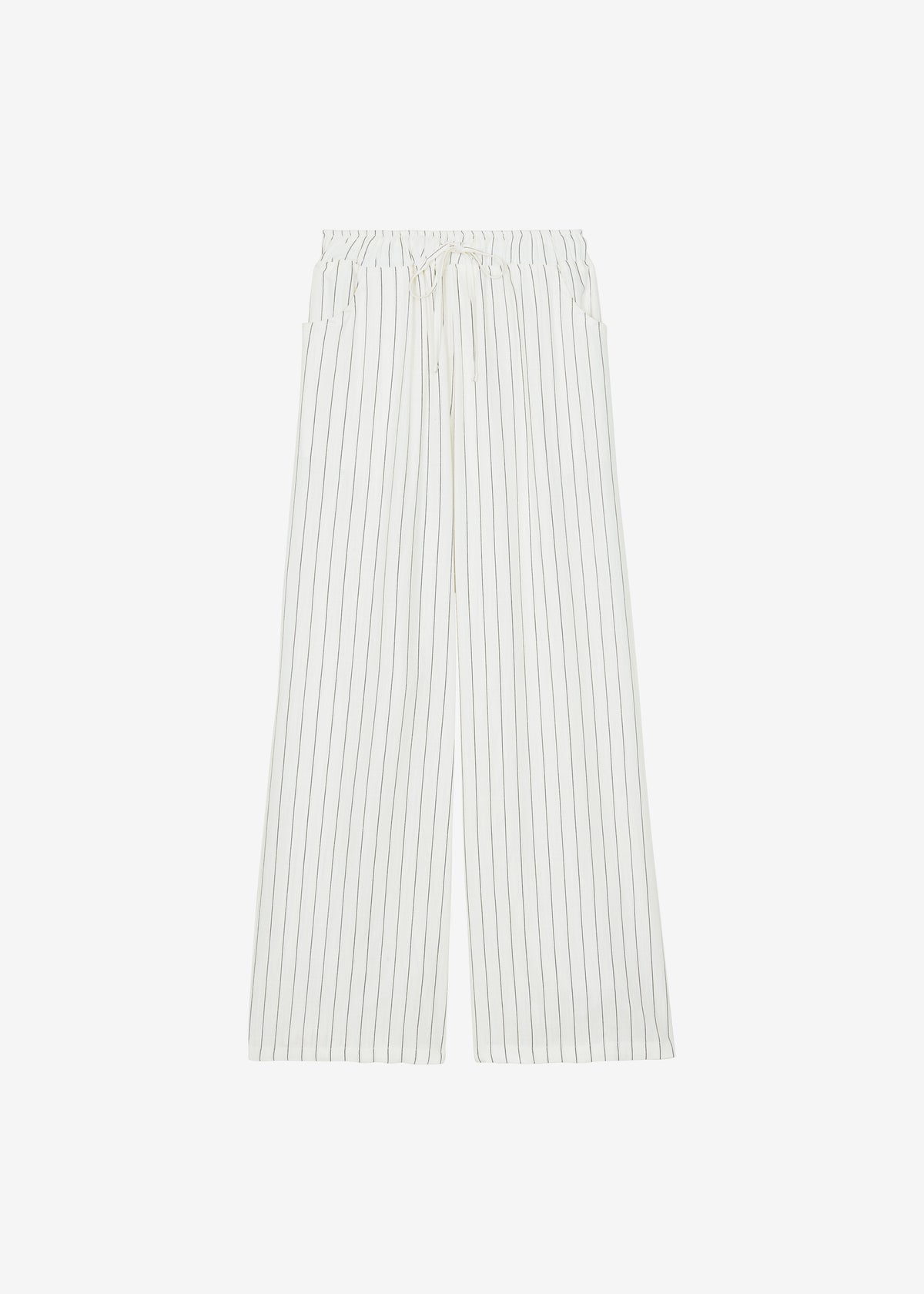 Branton Drawstring Pants - White/Black Pinstripe - 13